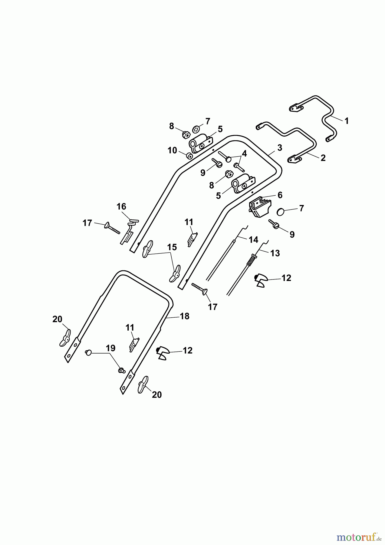  Wolf-Garten Petrol mower self propelled 2.48 BA 4218000 Series H  (2009) Handle