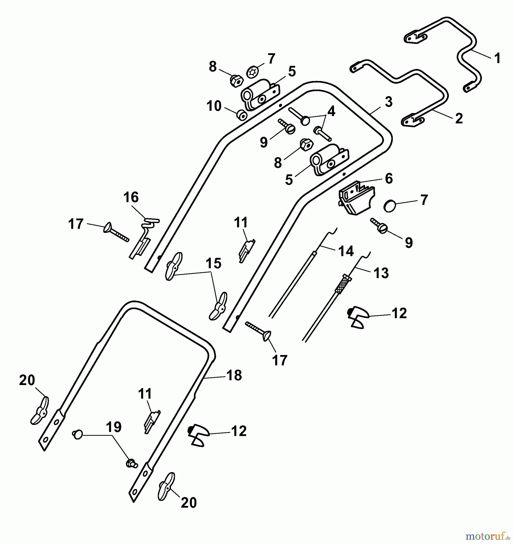  Wolf-Garten Petrol mower self propelled 2.48 XM 4218005 Series A  (2008) Handle