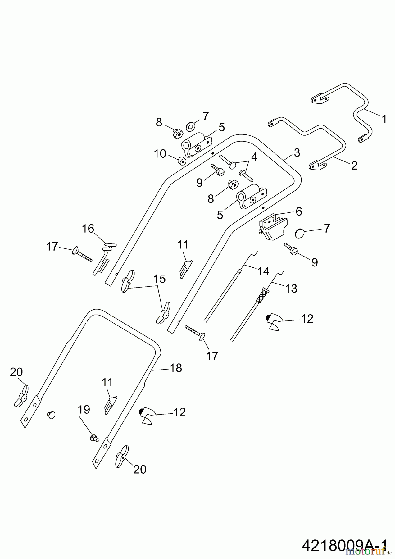  Wolf-Garten Petrol mower self propelled 2.48 Q 5 4218009 Series B  (2009) Handle