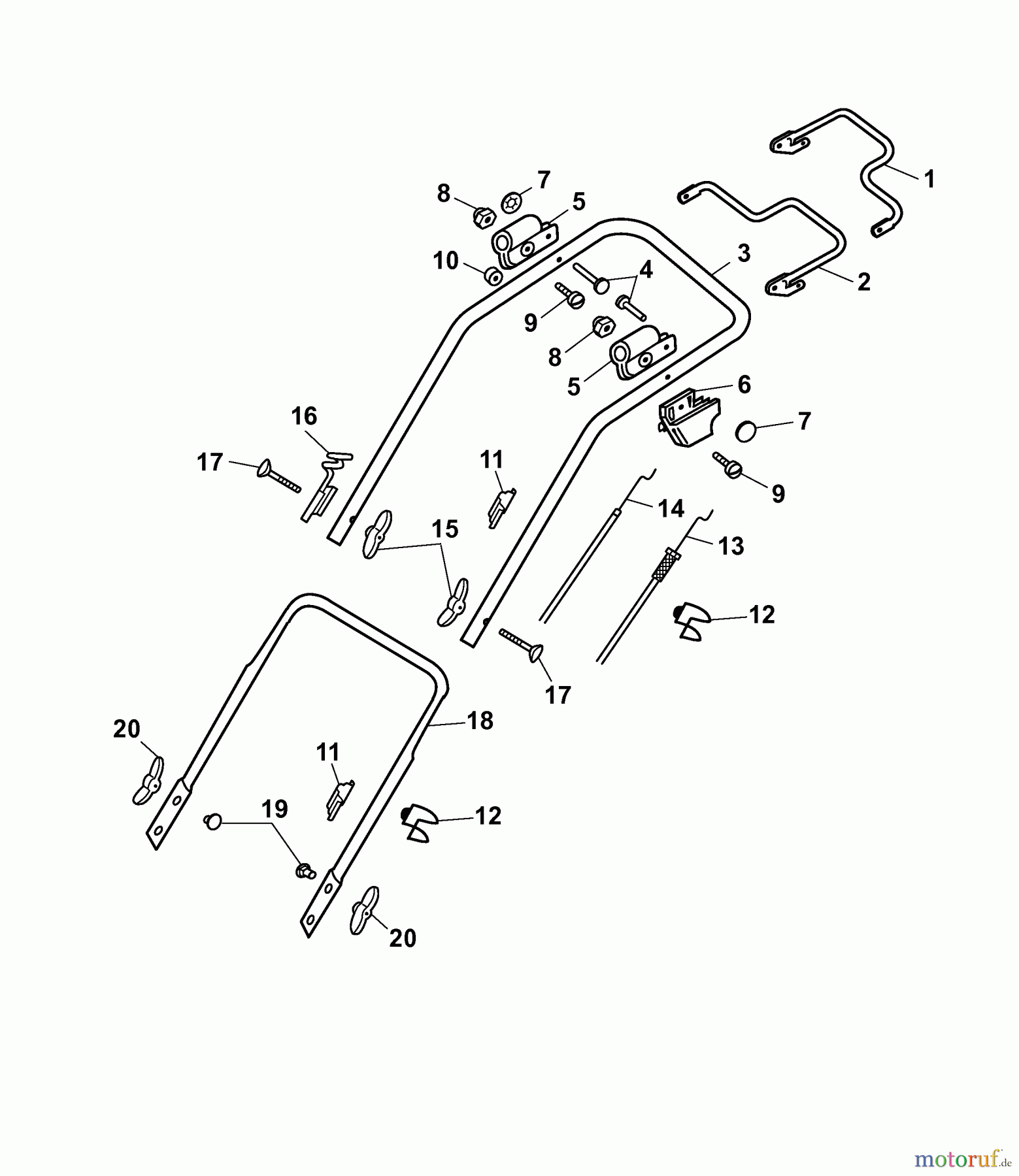  Wolf-Garten Petrol mower self propelled 2.53 BA 4223000 Series D  (2007) Handle