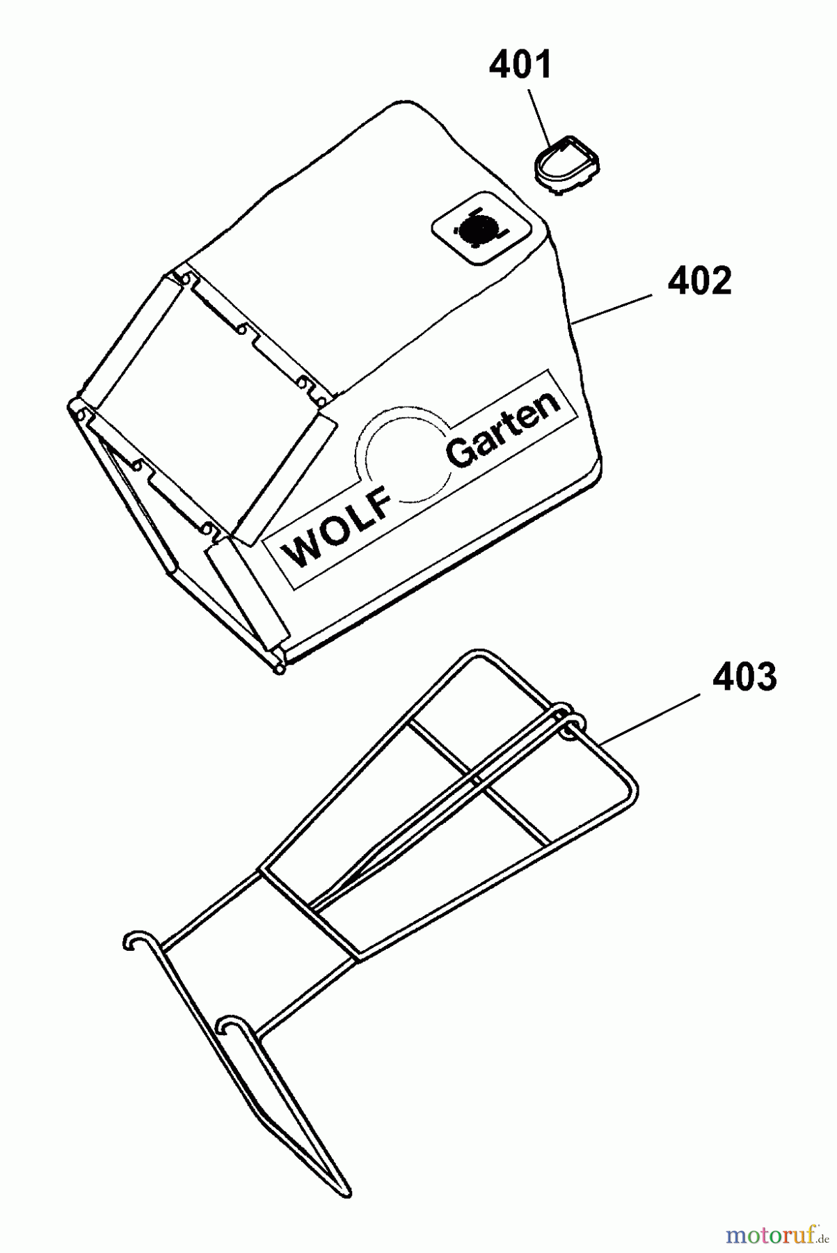  Wolf-Garten Petrol mower Power Edition 42 QR 4232000 Series C  (2009) Grass bag