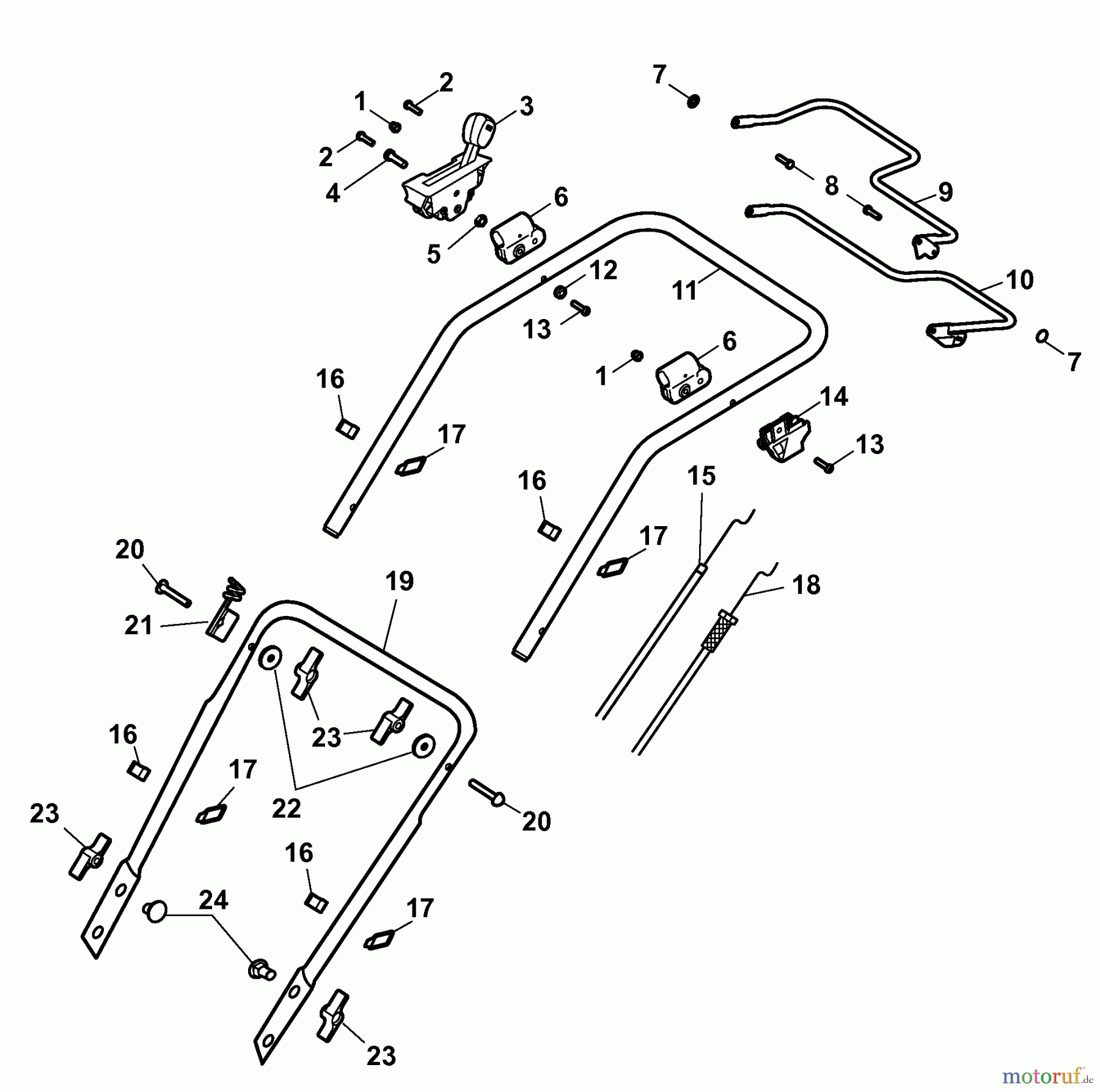  Wolf-Garten Petrol mower self propelled Power Edition 42 QRA 4235000 Series B  (2009) Handle