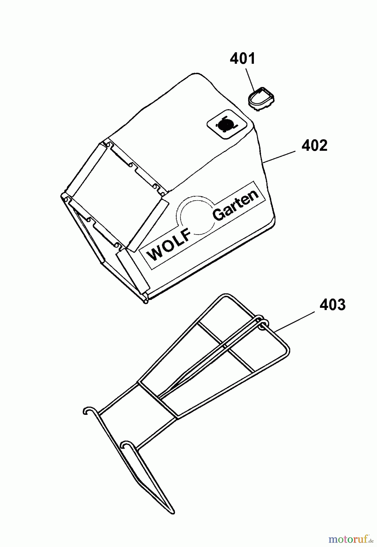  Wolf-Garten Petrol mower self propelled Power Edition 53 QRA 4237000 Series C  (2009) Grass bag