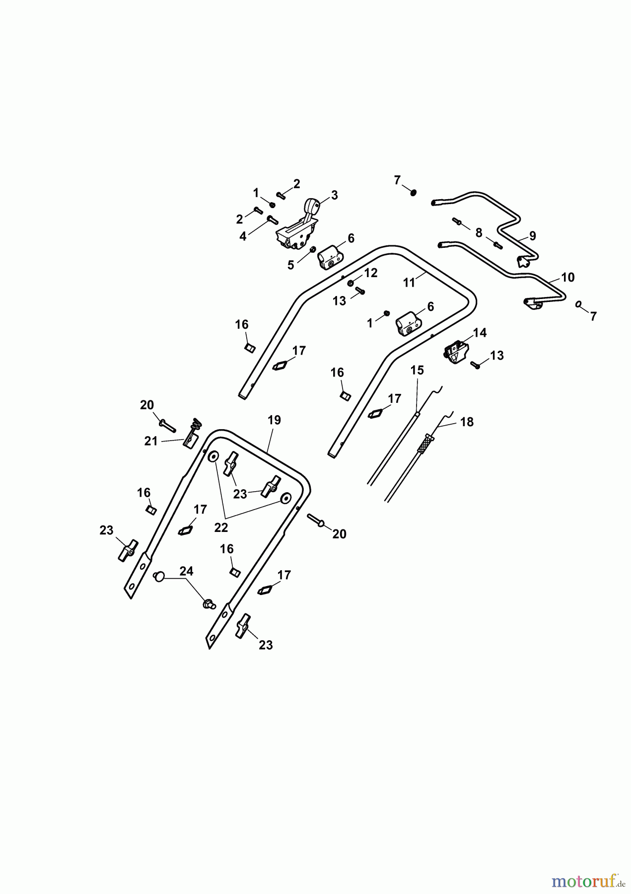  Wolf-Garten Petrol mower self propelled Power Edition 53 QRA 4237000 Series C  (2009) Handle