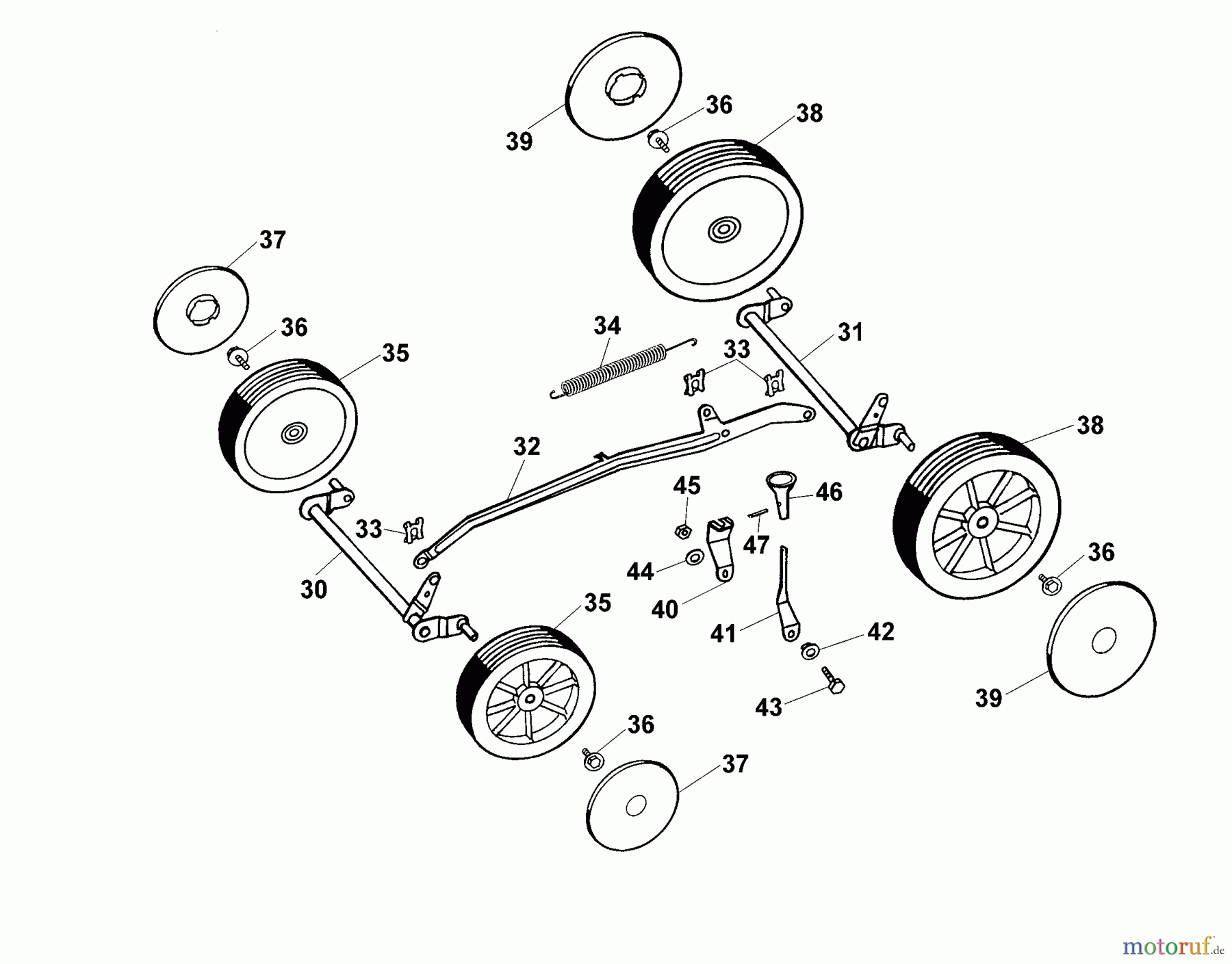  Wolf-Garten Petrol mower Concept 43 B 4342000 Series A  (2000) Height adjustment, Wheels