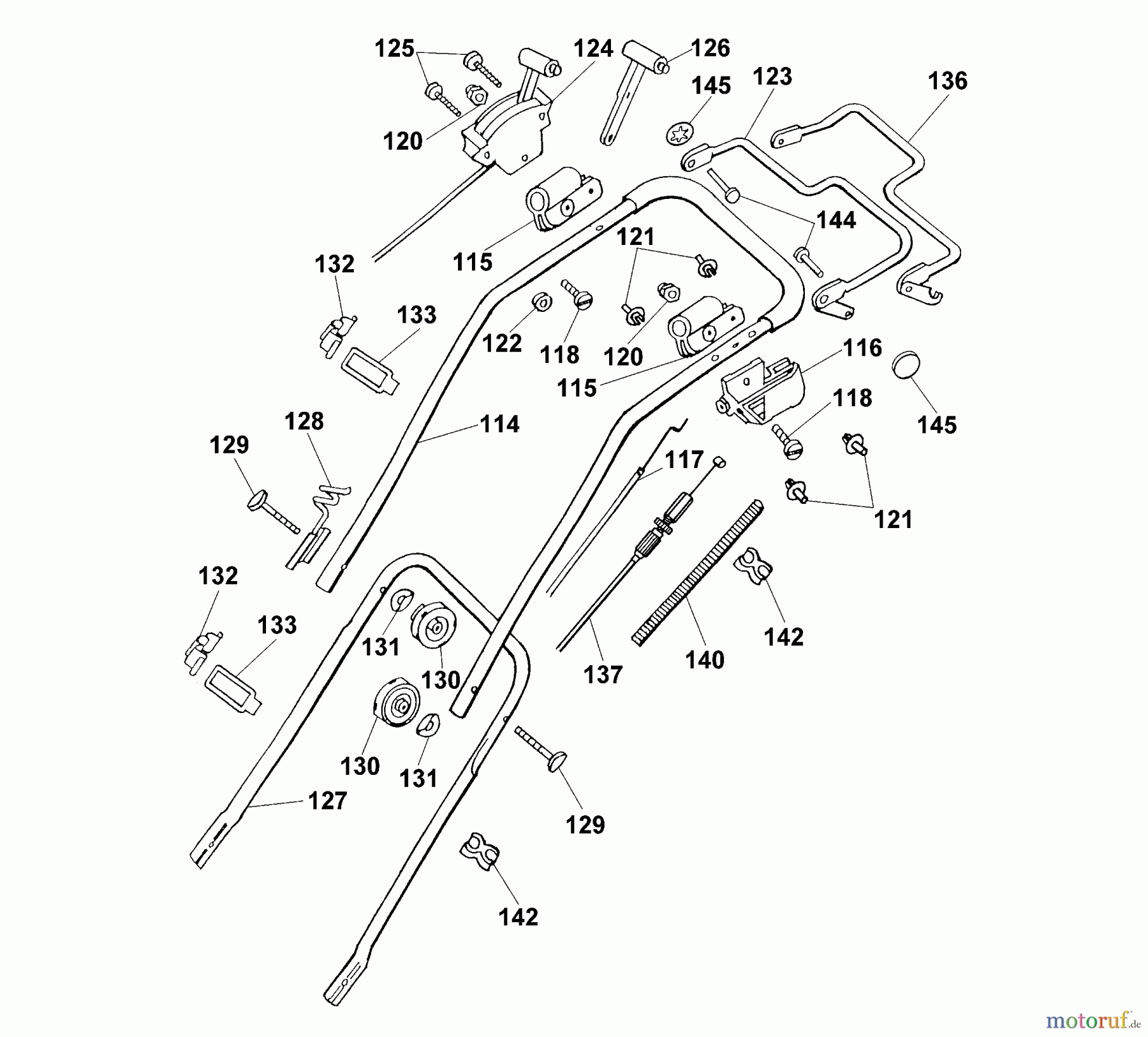  Wolf-Garten Petrol mower self propelled Concept 43 BA 4358000 Series A  (1999) Handle