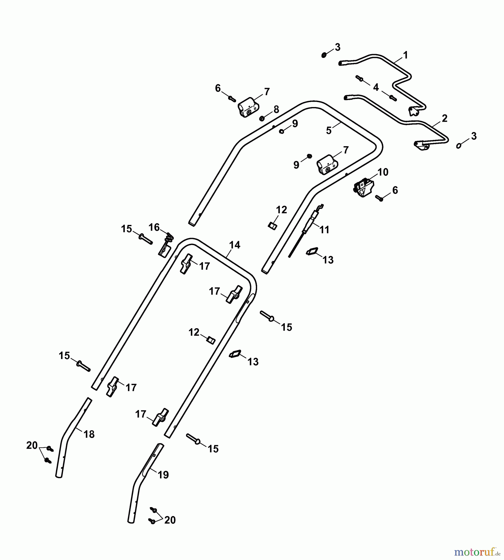  Wolf-Garten Petrol mower self propelled Esprit 46 BA 4603000 Series B  (2006) Handle