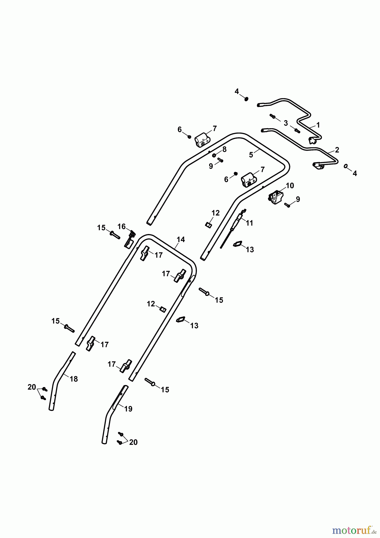  Wolf-Garten Petrol mower self propelled Esprit 46 BA 4605006 Series B  (2009) Handle