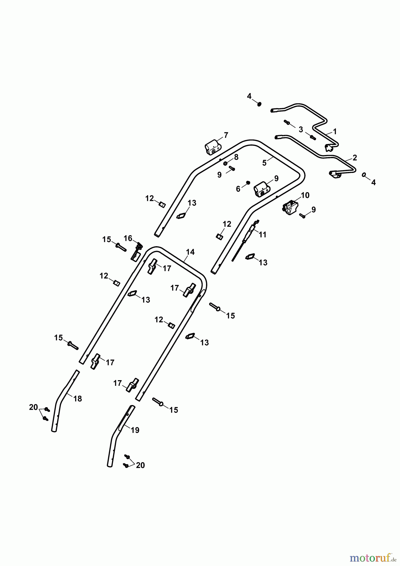  Wolf-Garten Petrol mower self propelled HB Campus 46 BA 4605009 Series B  (2009) Handle