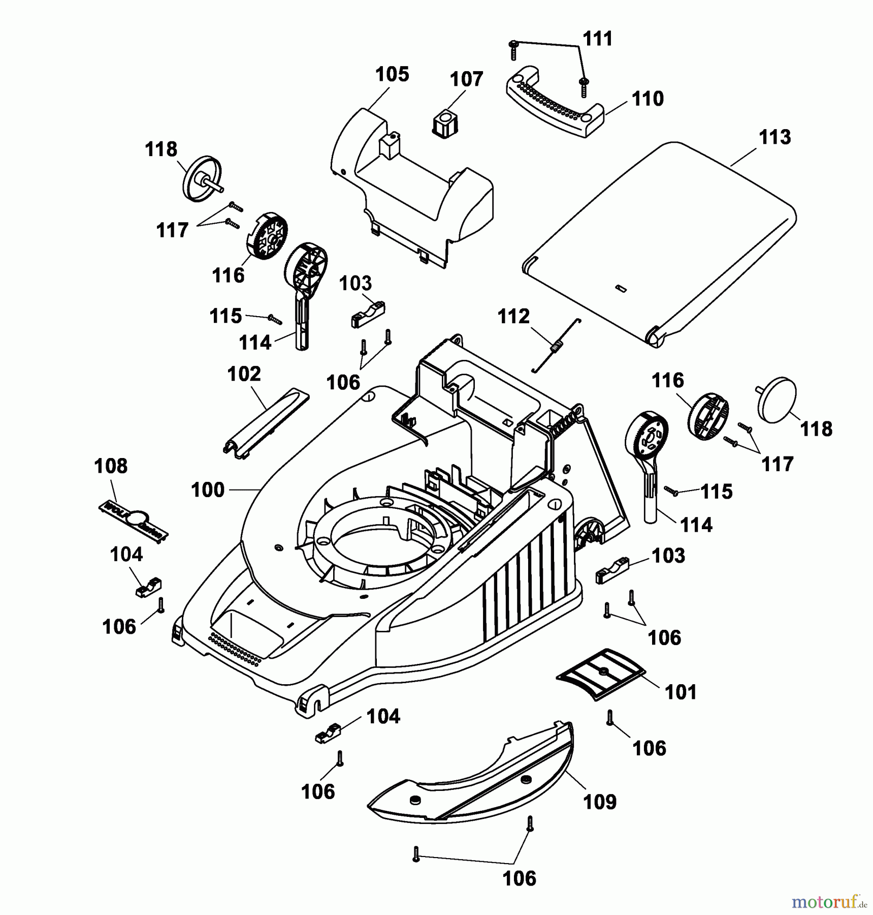  Wolf-Garten Petrol mower self propelled B 46 TBA 4606080 Series C  (2005) Deck housing