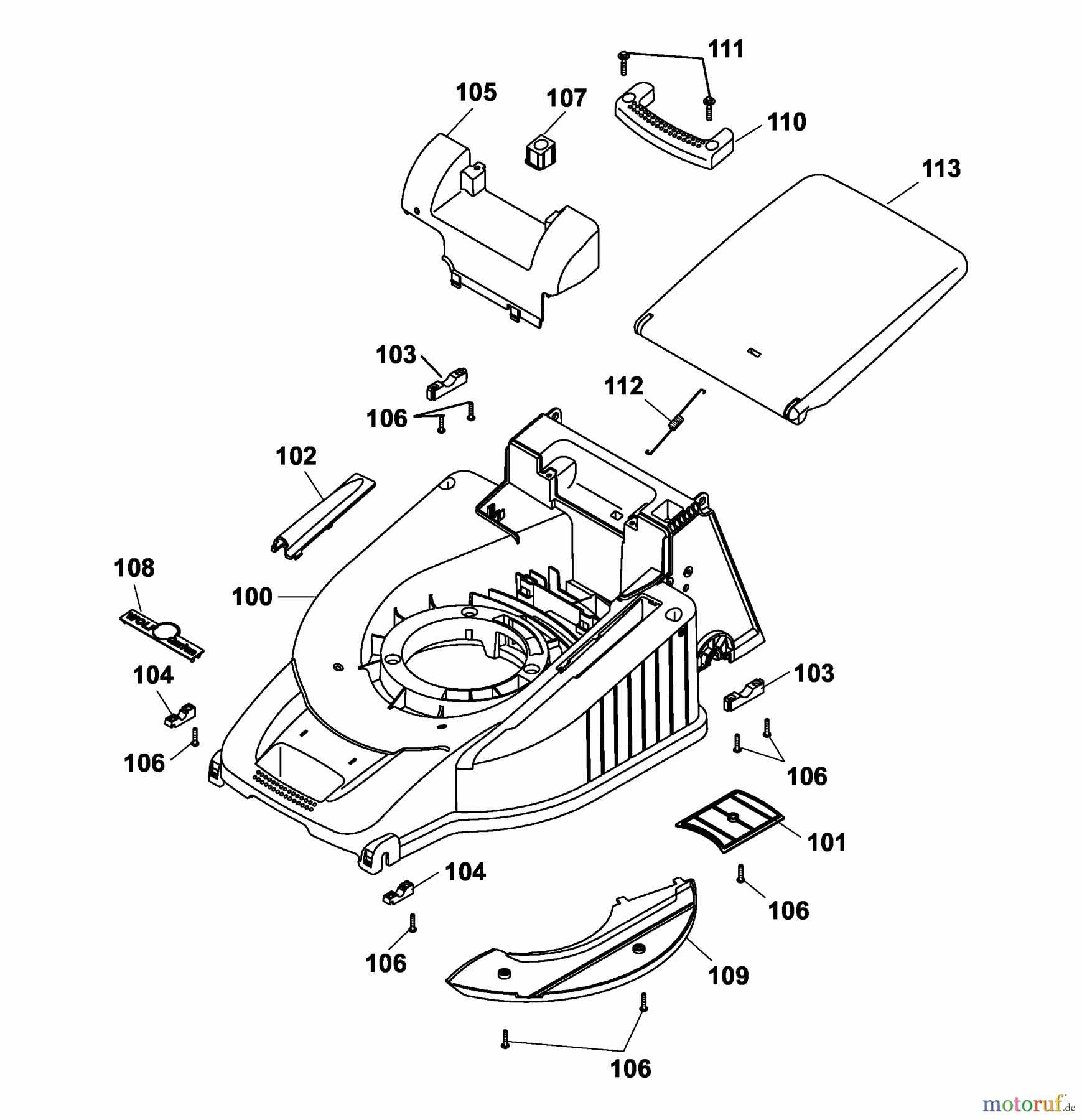  Wolf-Garten Petrol mower self propelled B 46 TBA 4606080 Series E  (2005) Deck housing