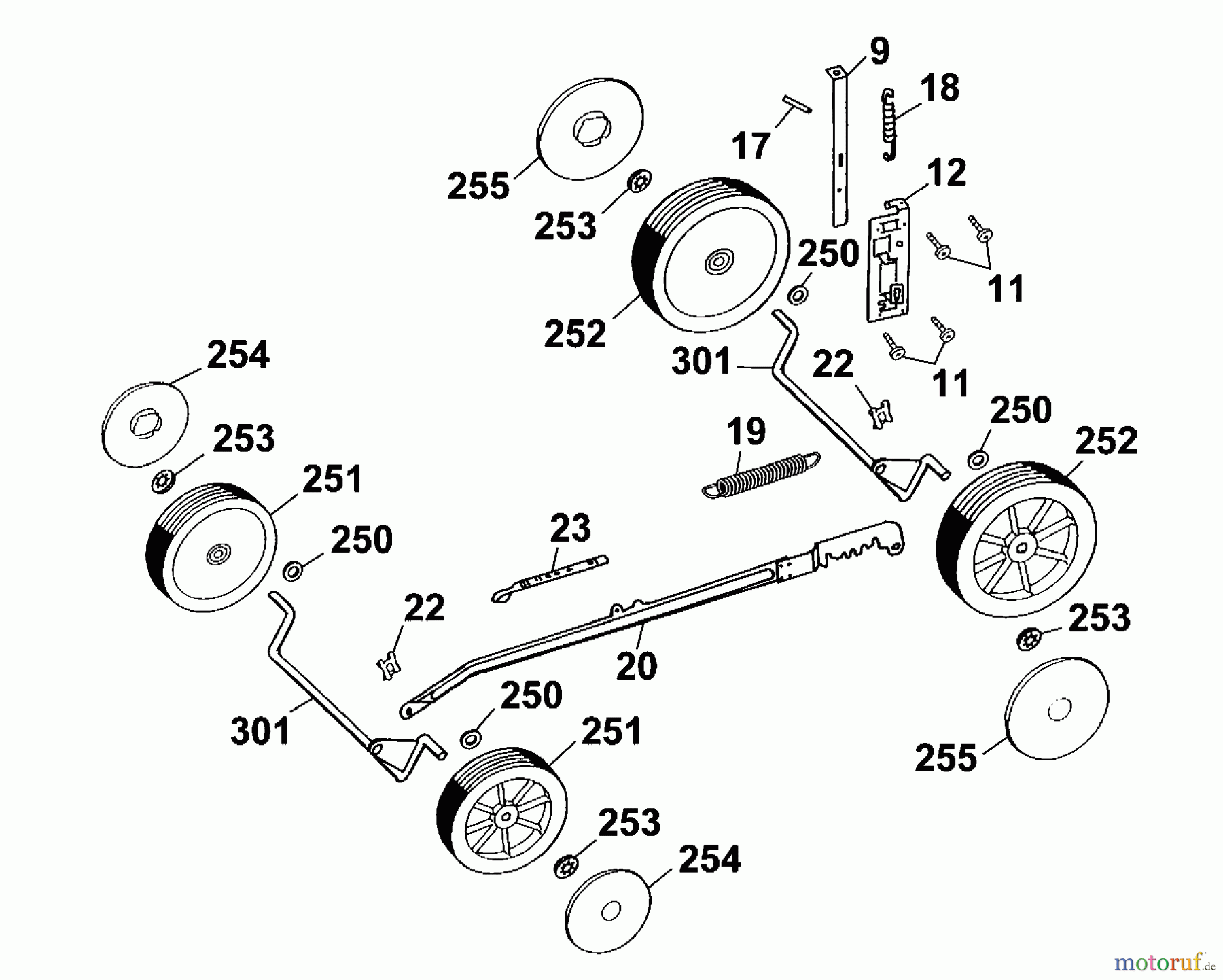  Wolf-Garten Electric mower Premio 46 E 4628000 Series A  (2001) Wheels, Cutting hight adjustment