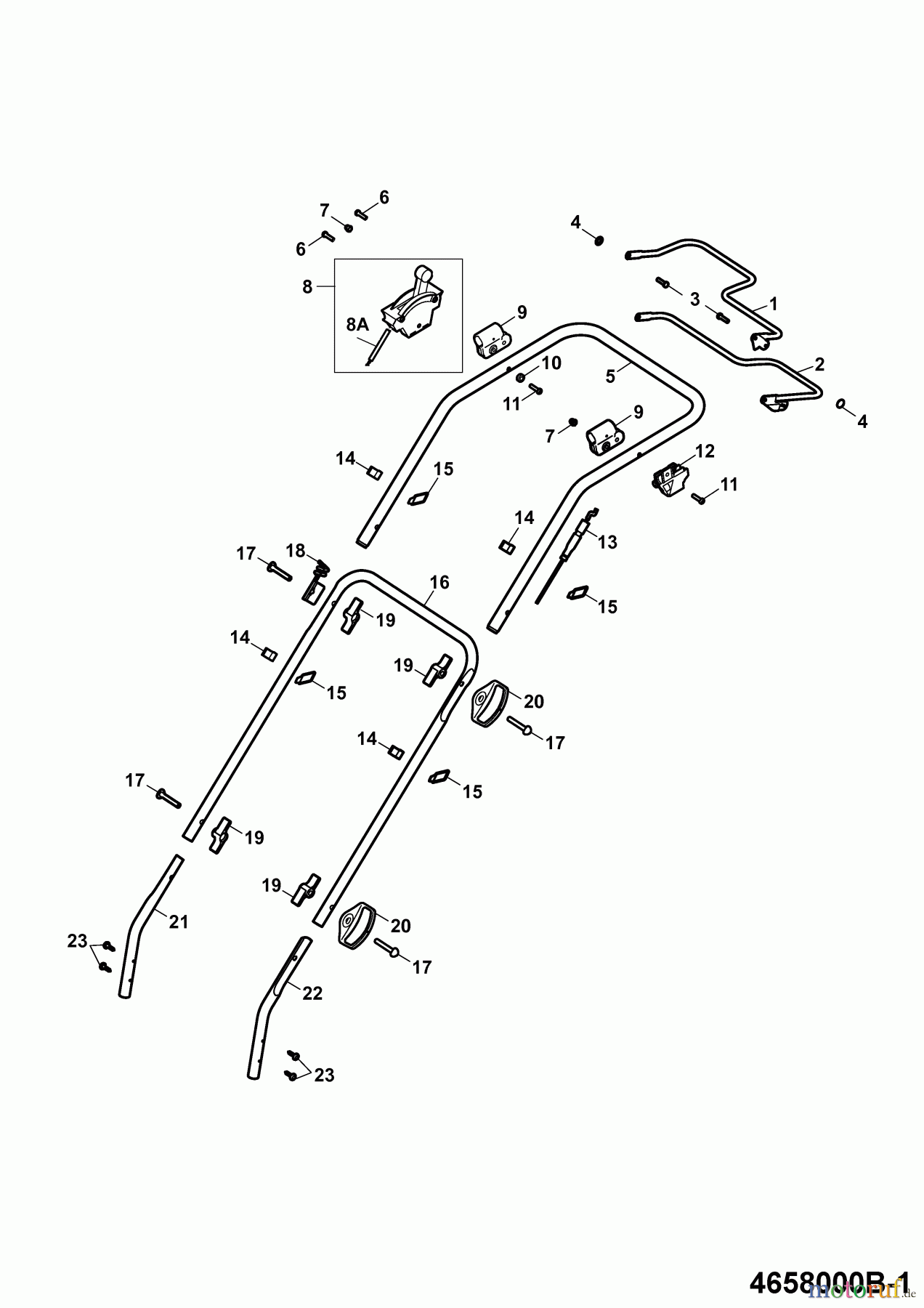  Wolf-Garten Petrol mower self propelled Power Edition 46 BA 4658000 Series B  (2009) Handle