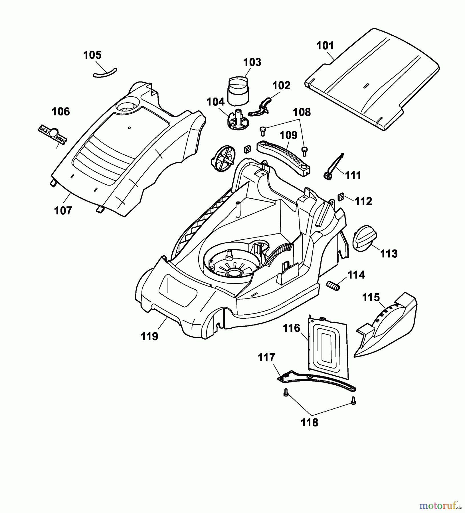  Wolf-Garten Electric mower Compact plus 34 E 4904000 Series A  (2005) Deck housing