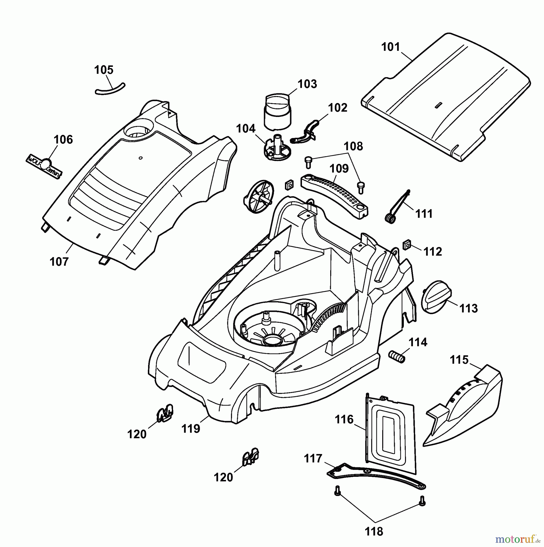  Wolf-Garten Electric mower Compact plus 34 E 4904080 Series D  (2008) Deck housing