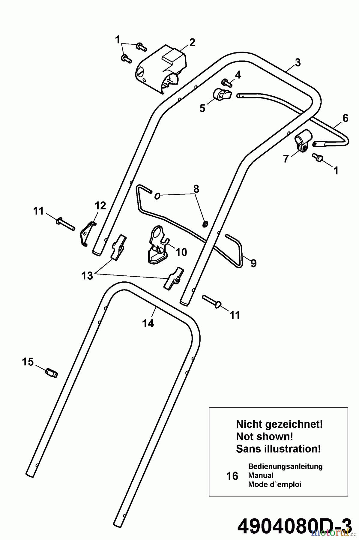  Wolf-Garten Electric mower Compact plus 34 E 4904080 Series D  (2008) Handle