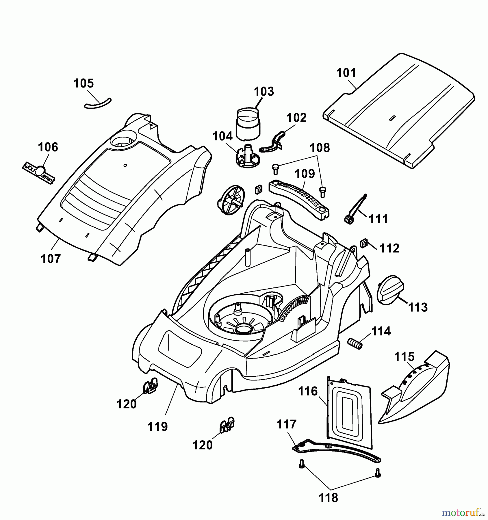  Wolf-Garten Electric mower B plus 34 E 4904085 Series B  (2008) Deck housing