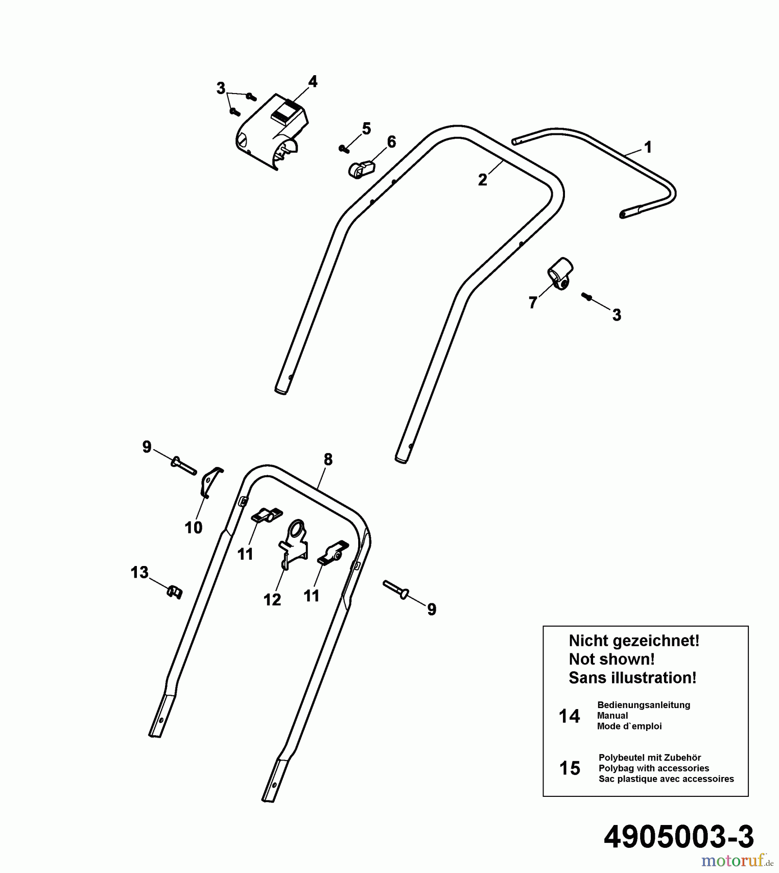  Wolf-Garten Electric mower 2.32 E-1 4905003 Series A  (2006) Handle