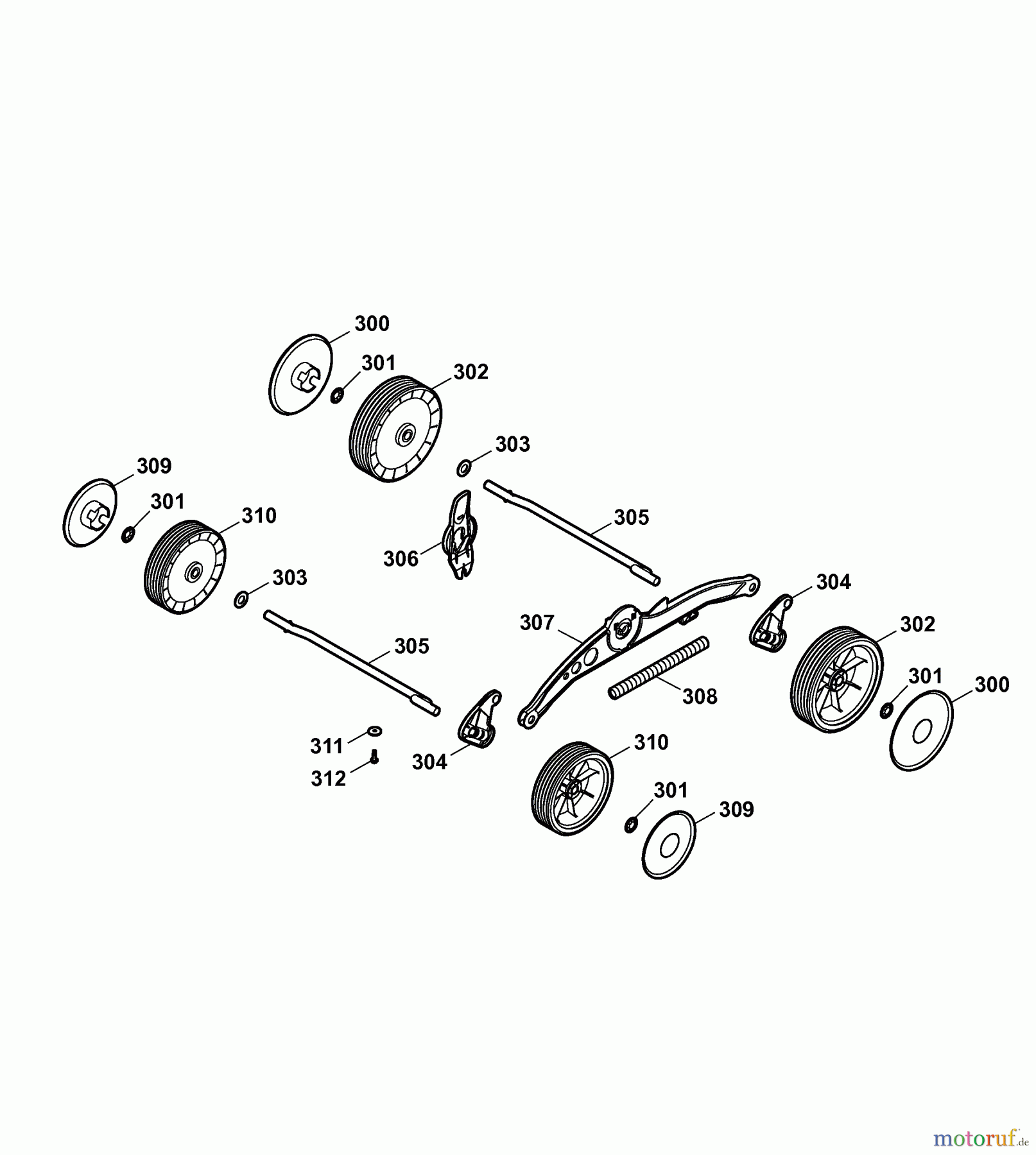  Wolf-Garten Electric mower 2.32 E-1 4905003 Series D  (2007) Wheels, Cutting hight adjustment