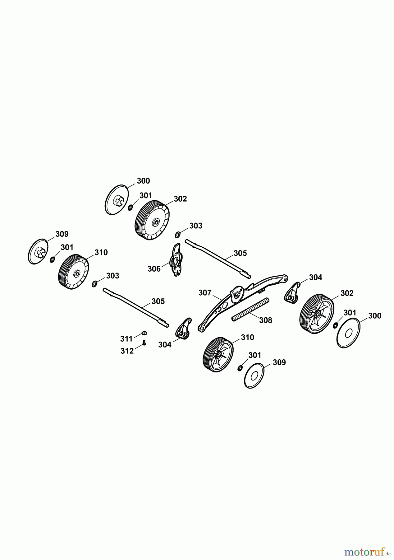  Wolf-Garten Electric mower 2.32 E-1 4905003 Series F  (2009) Height adjustment, Wheels