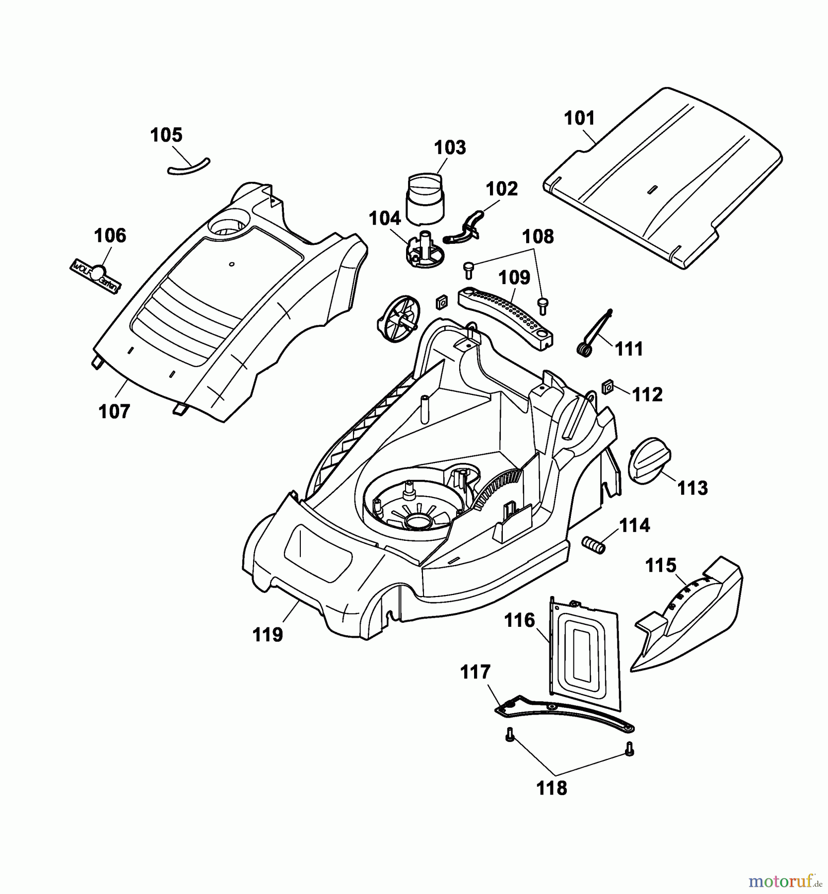  Wolf-Garten Electric mower Compact plus 37 E 4907000 Series A  (2005) Deck housing