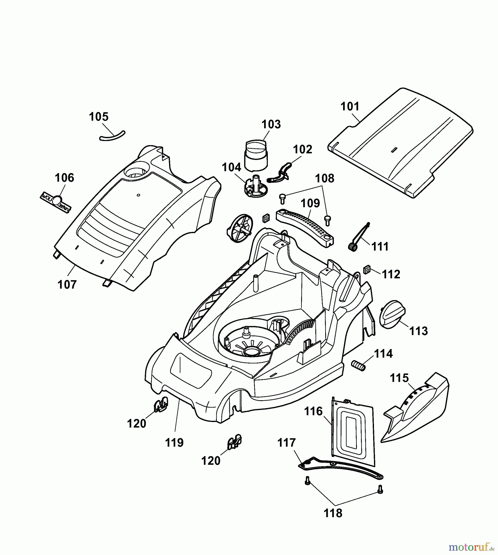  Wolf-Garten Electric mower Compact plus 37 E 4907000 Series B  (2007) Deck housing