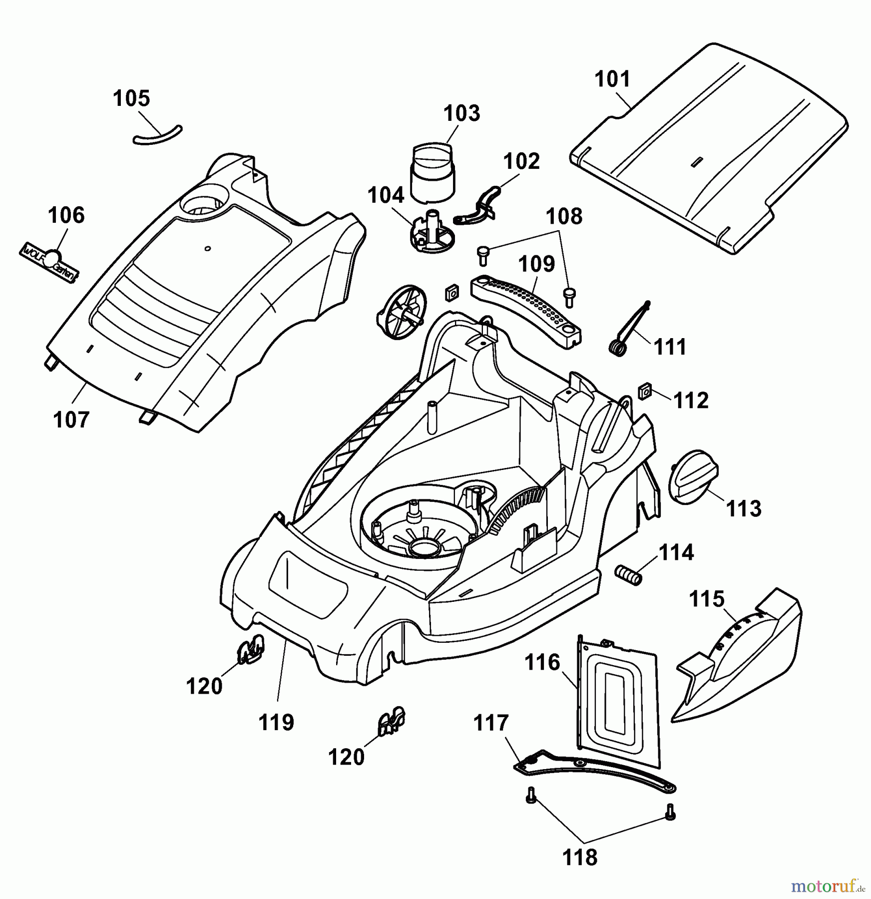  Wolf-Garten Electric mower Compact plus 37 E 4907002 Series A  (2009) Deck housing