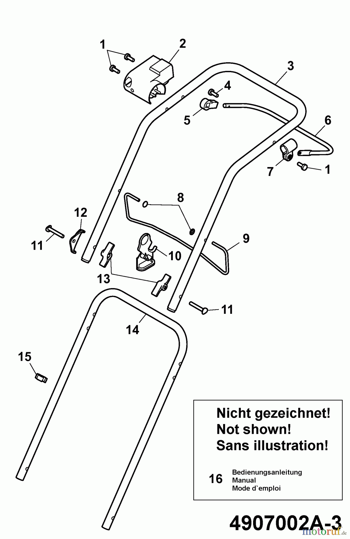  Wolf-Garten Electric mower Compact plus 37 E 4907002 Series A  (2009) Handle