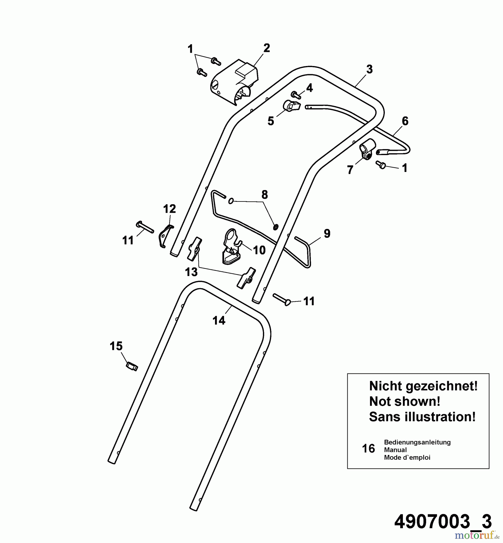  Wolf-Garten Electric mower Compact plus 37 E 4907003 Series A  (2005) Handle