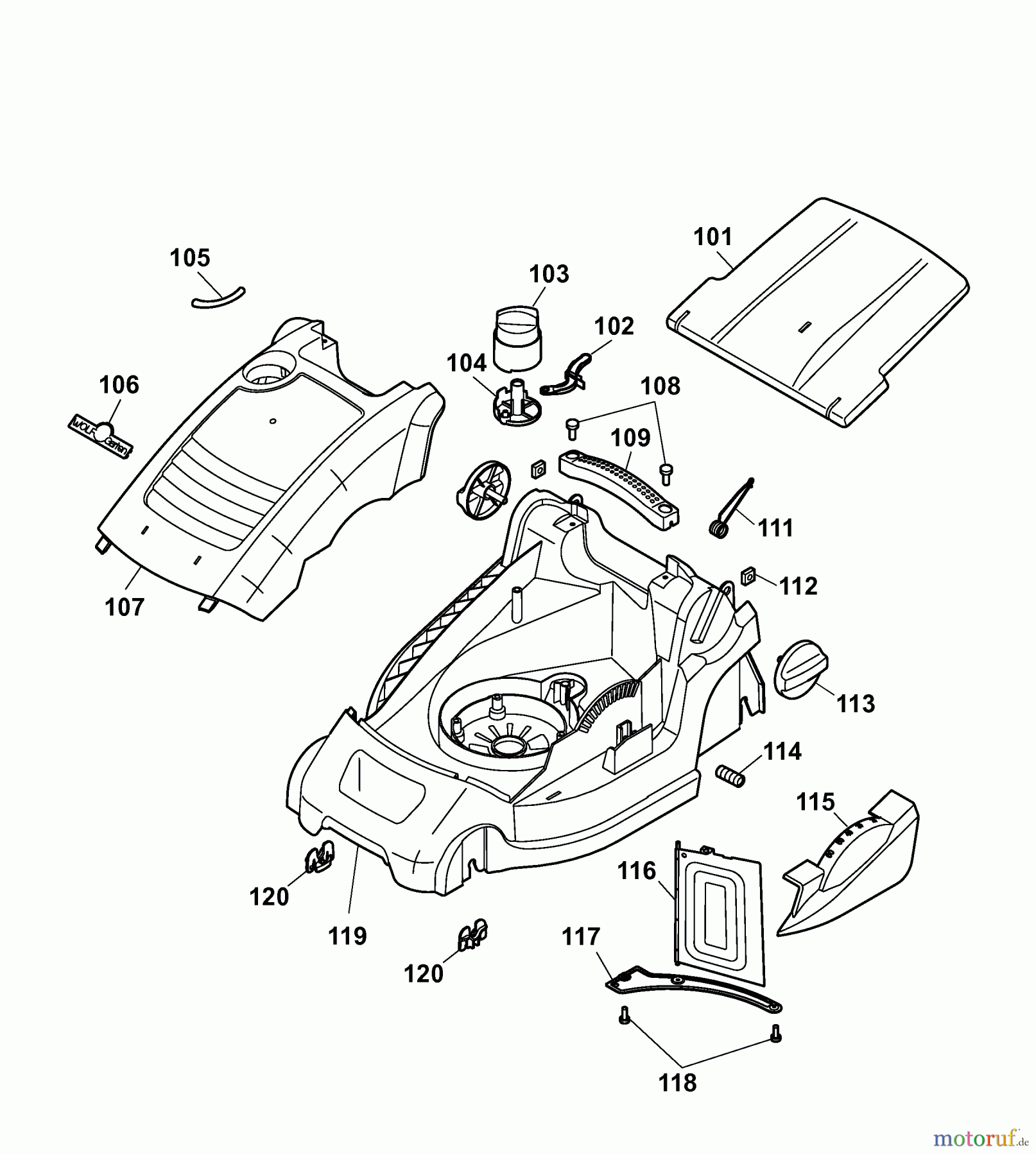  Wolf-Garten Electric mower Compact plus 37 E 4907003 Series C, D  (2007) Deck housing