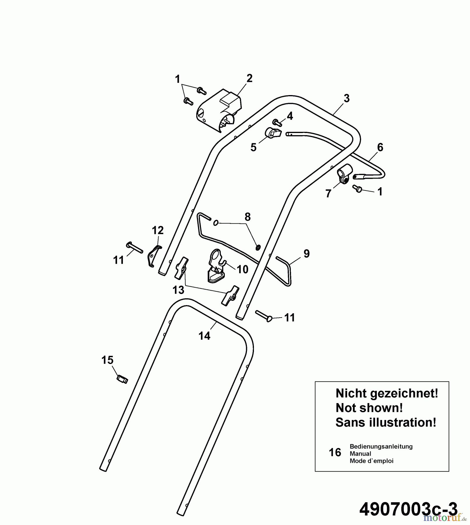  Wolf-Garten Electric mower Compact plus 37 E 4907003 Series C, D  (2007) Handle