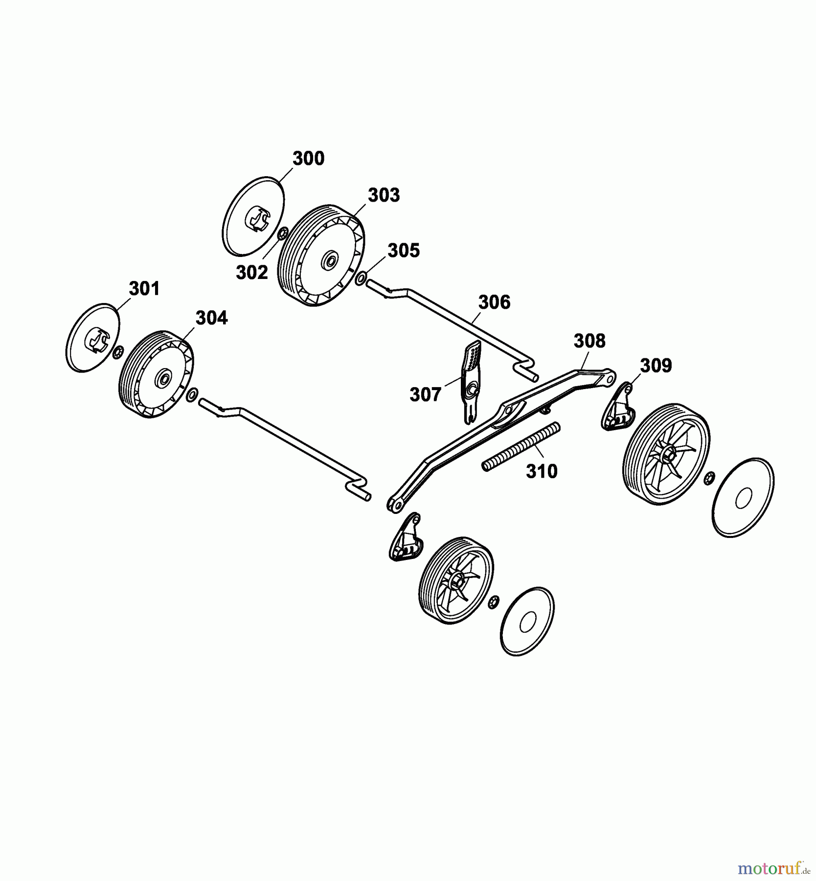  Wolf-Garten Electric mower HBM 37 E 4907009 Series A  (2006) Height adjustment, Wheels