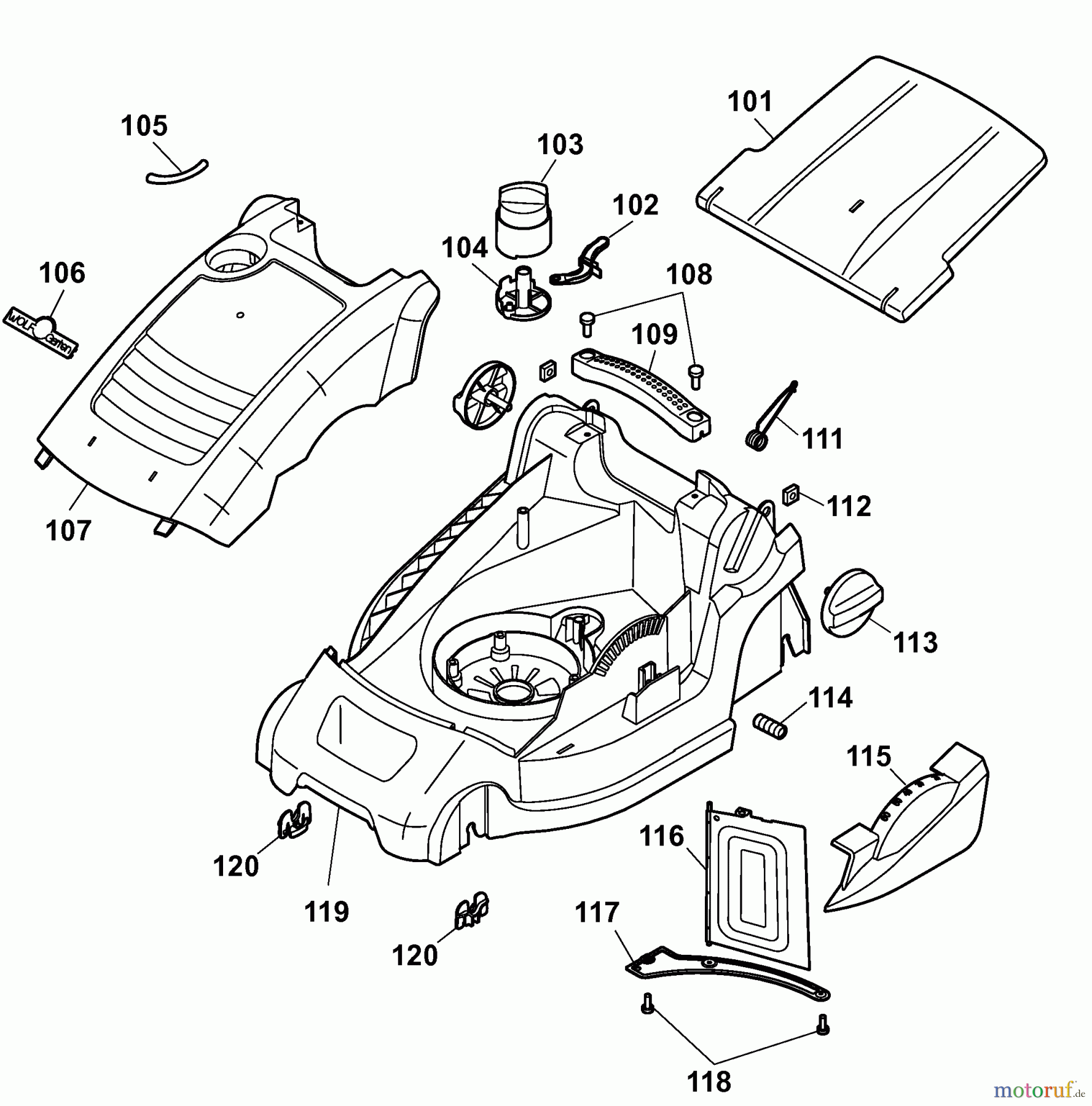  Wolf-Garten Electric mower HC 37 K 4907007 Series D  (2008) Deck housing