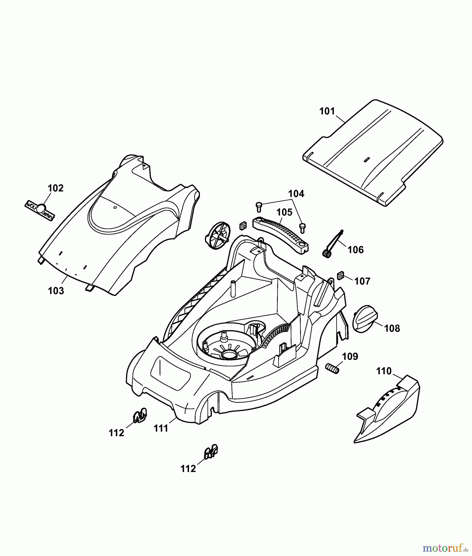  Wolf-Garten Electric mower 2.34 E 4909000 Series A  (2007) Deck housing