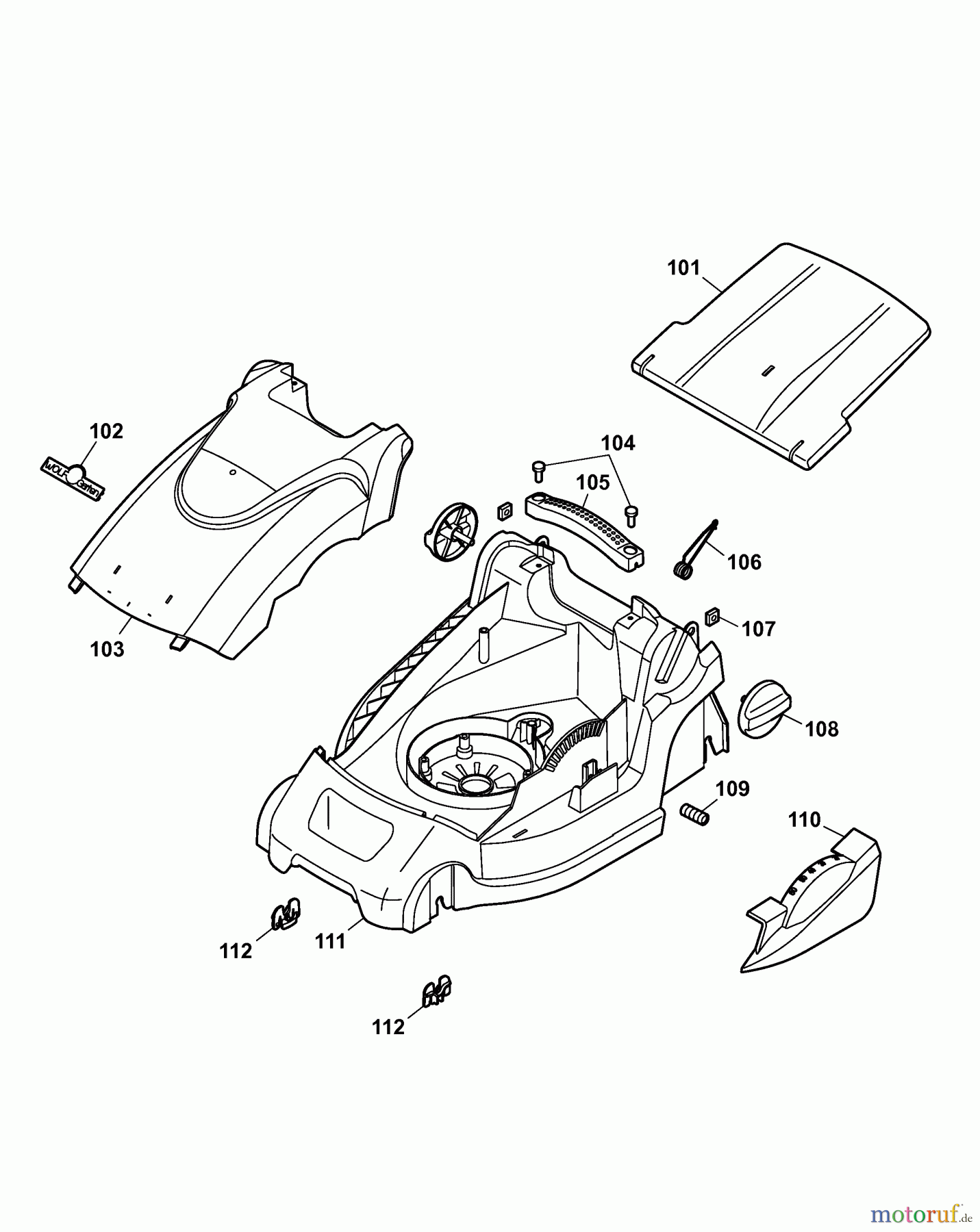  Wolf-Garten Electric mower 2.34 E 4909003 Series C  (2009) Deck housing