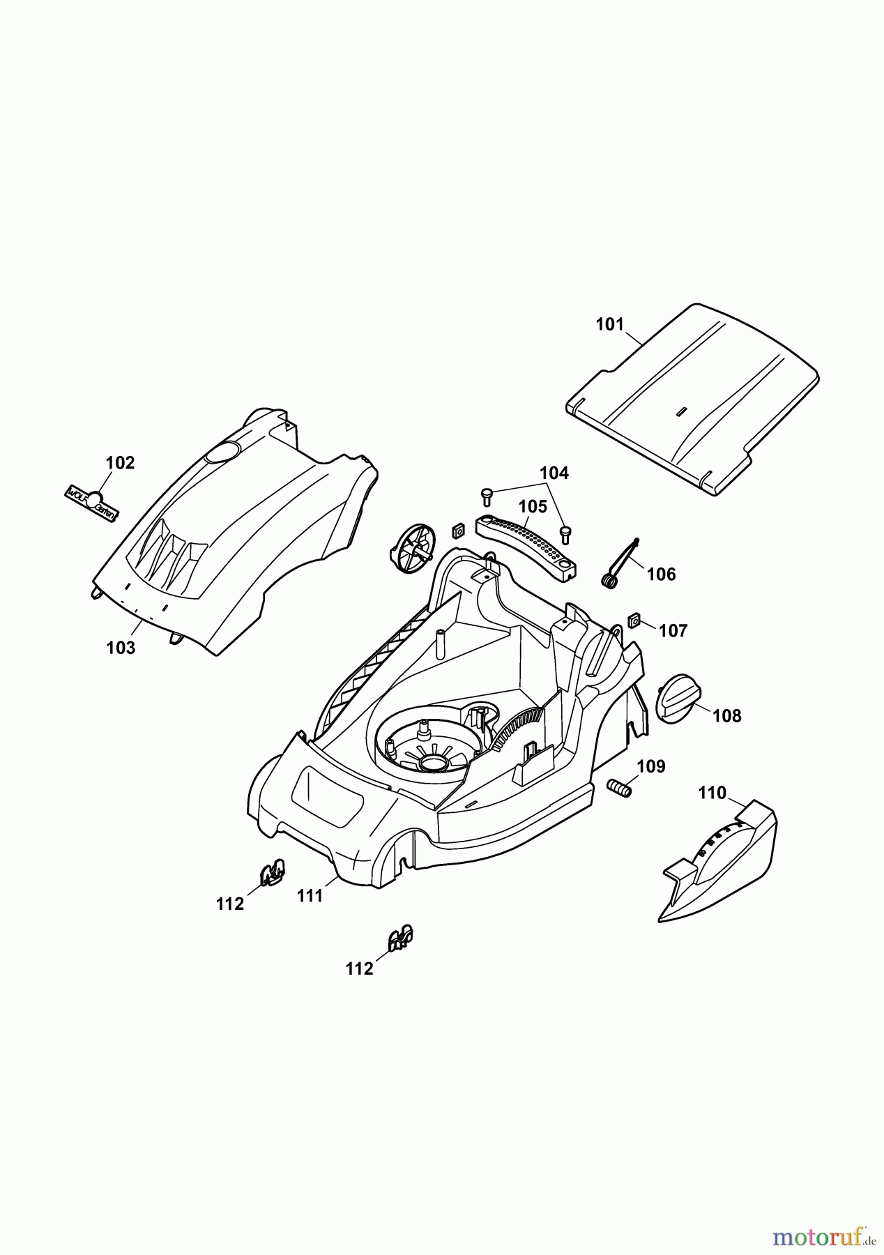  Wolf-Garten Electric mower 1.34 XC 4909088 Series A  (2008) Deck housing