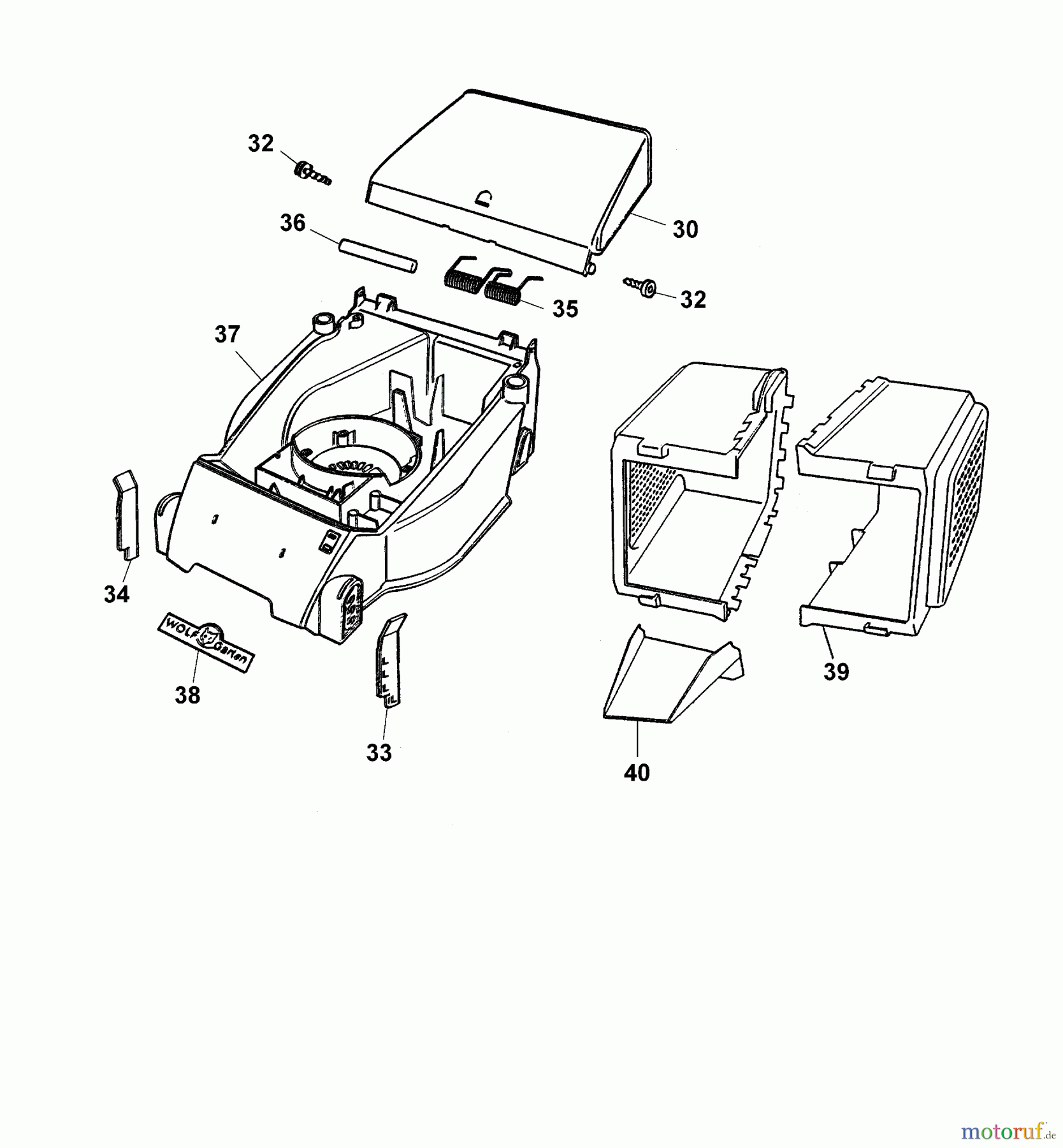  Wolf-Garten Battery mower Picco 32 AC 4911000 Series G, H  (2005) Deck housing