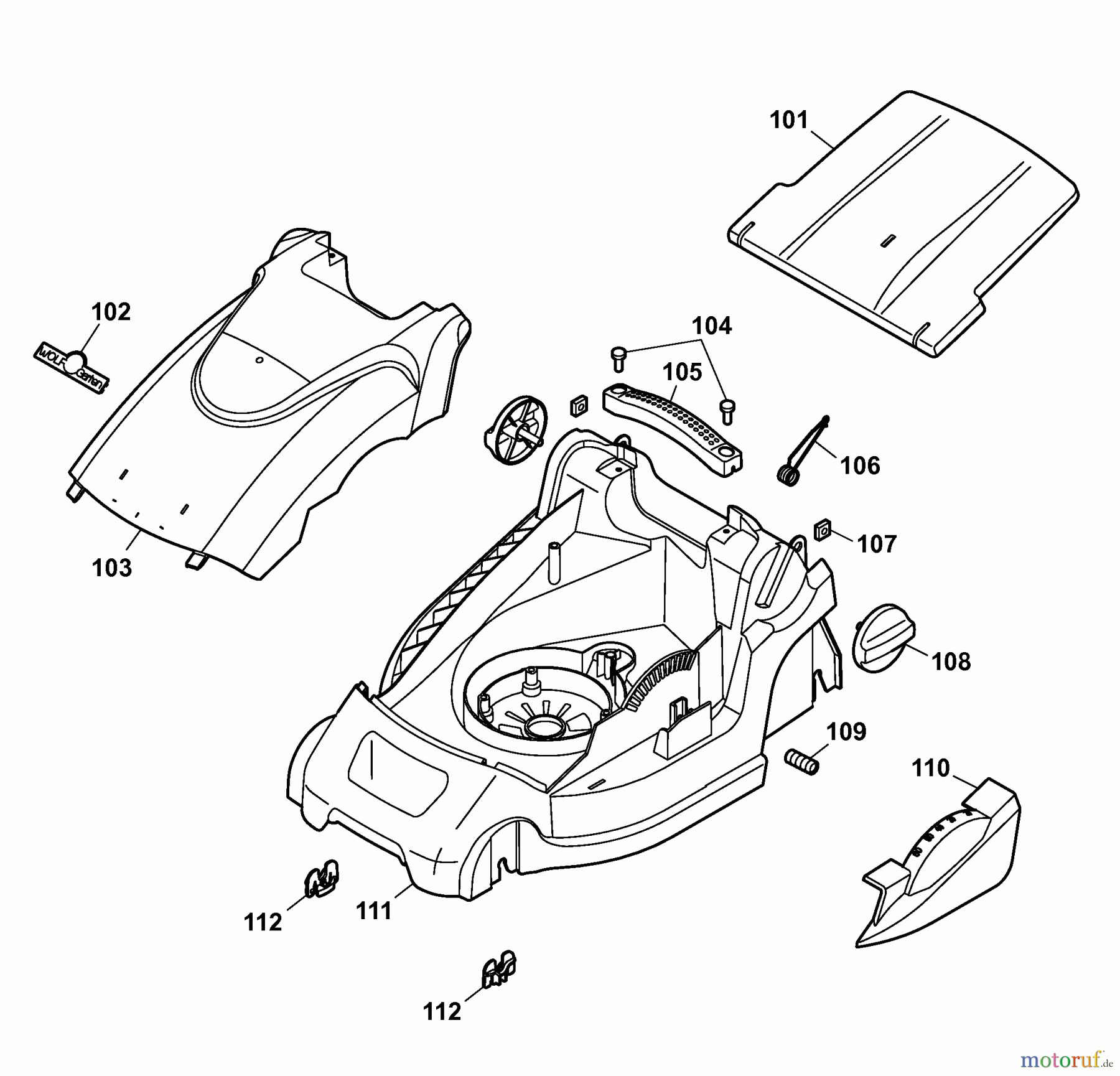  Wolf-Garten Electric mower 2.37 XC 4917006 Series C  (2007) Deck housing