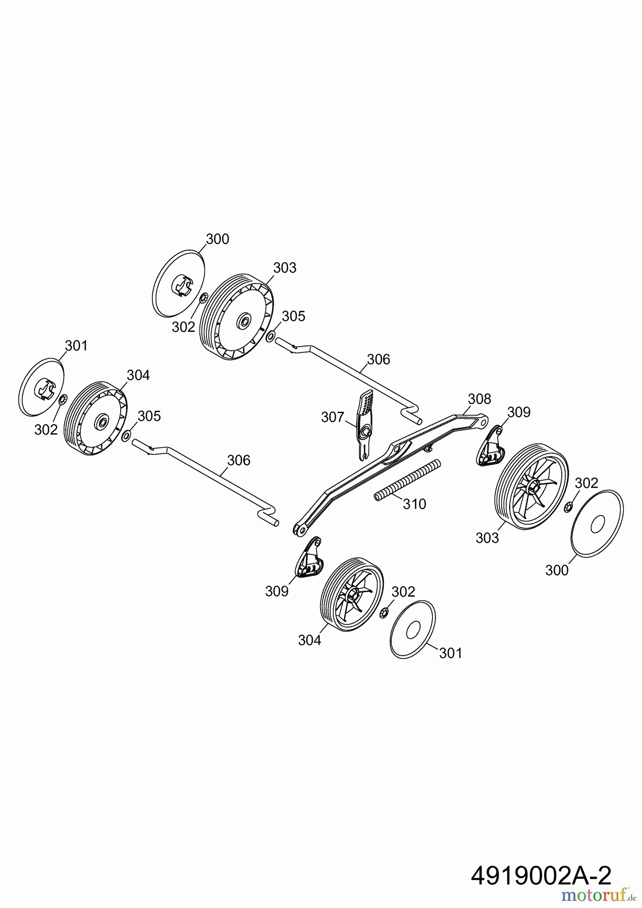  Wolf-Garten Battery mower Li-Ion Power 34 4919002 Series B  (2009) Wheels, Cutting hight adjustment