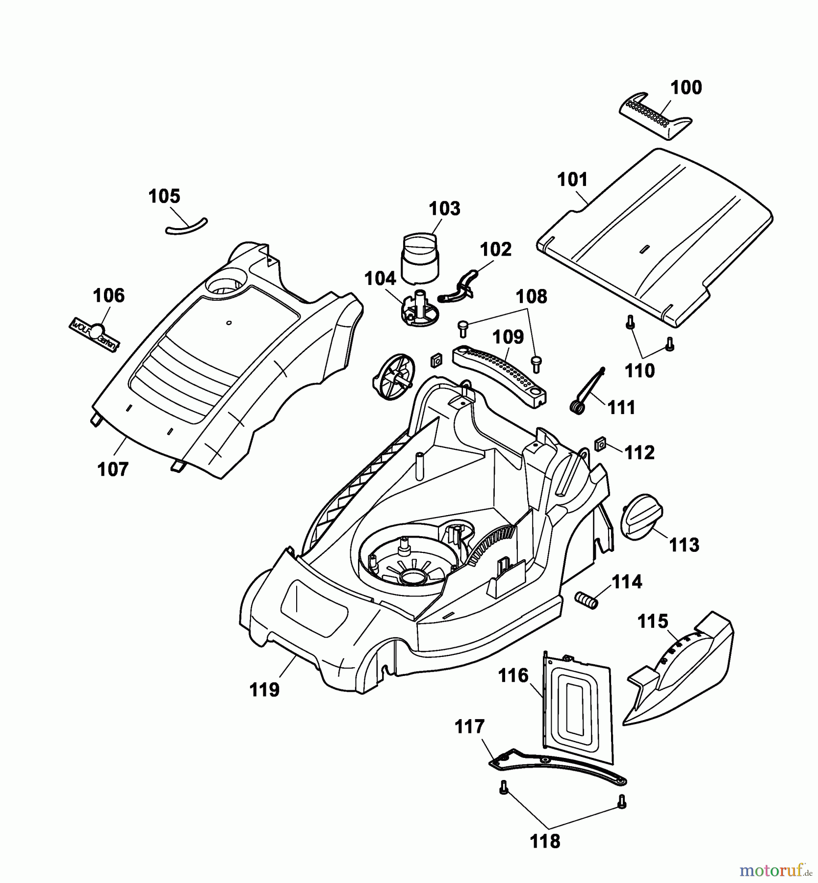  Wolf-Garten Electric mower Power Edition 34 E 4924000 Series A  (2005) Deck housing