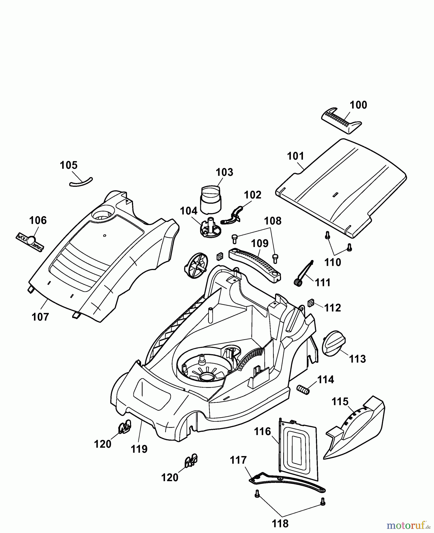  Wolf-Garten Electric mower Power Edition 34 E 4924000 Series B  (2007) Deck housing