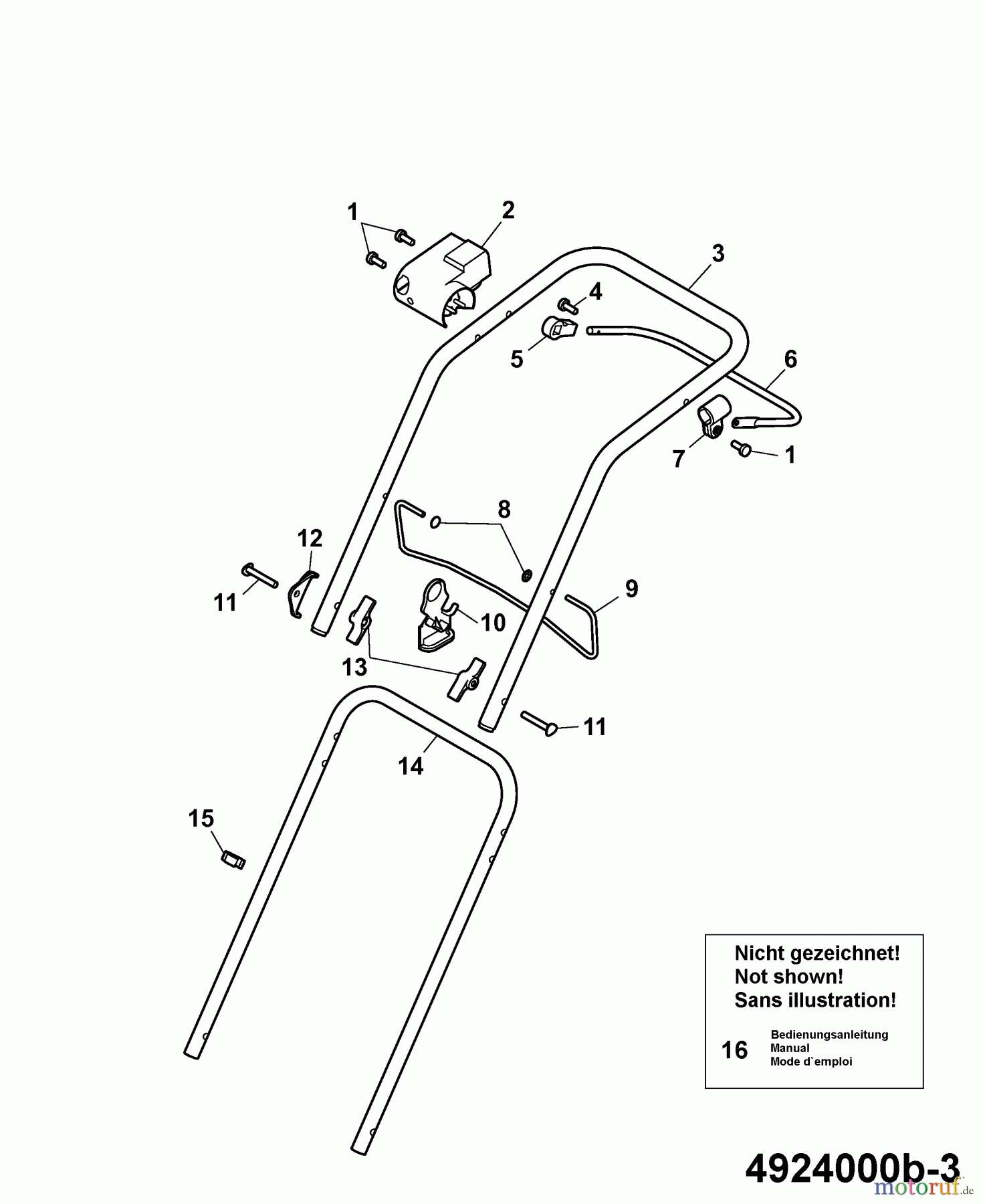  Wolf-Garten Electric mower Power Edition 34 E 4924000 Series B  (2007) Handle