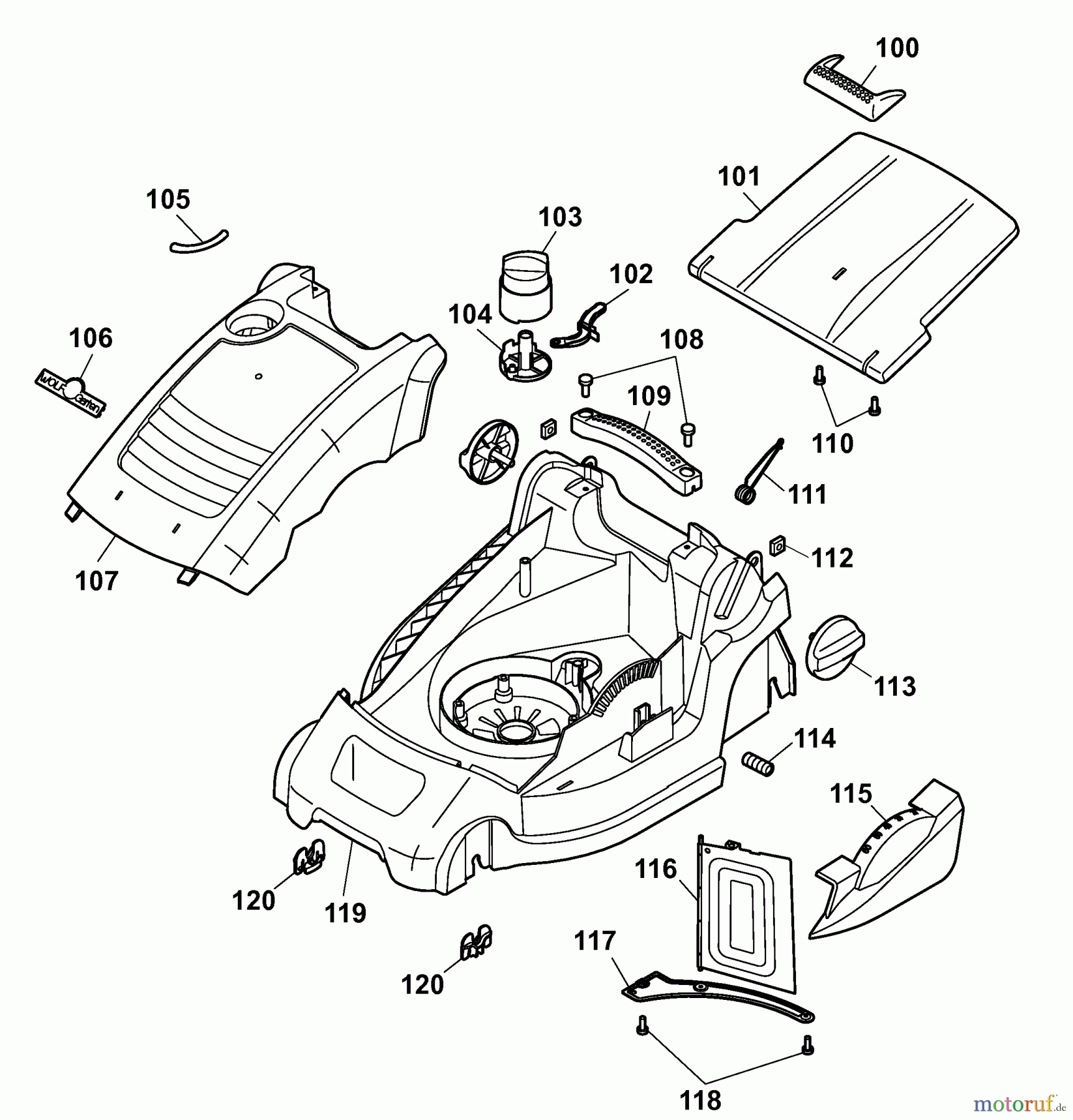  Wolf-Garten Electric mower Power Edition 34 E 4924000 Series D  (2007) Deck housing