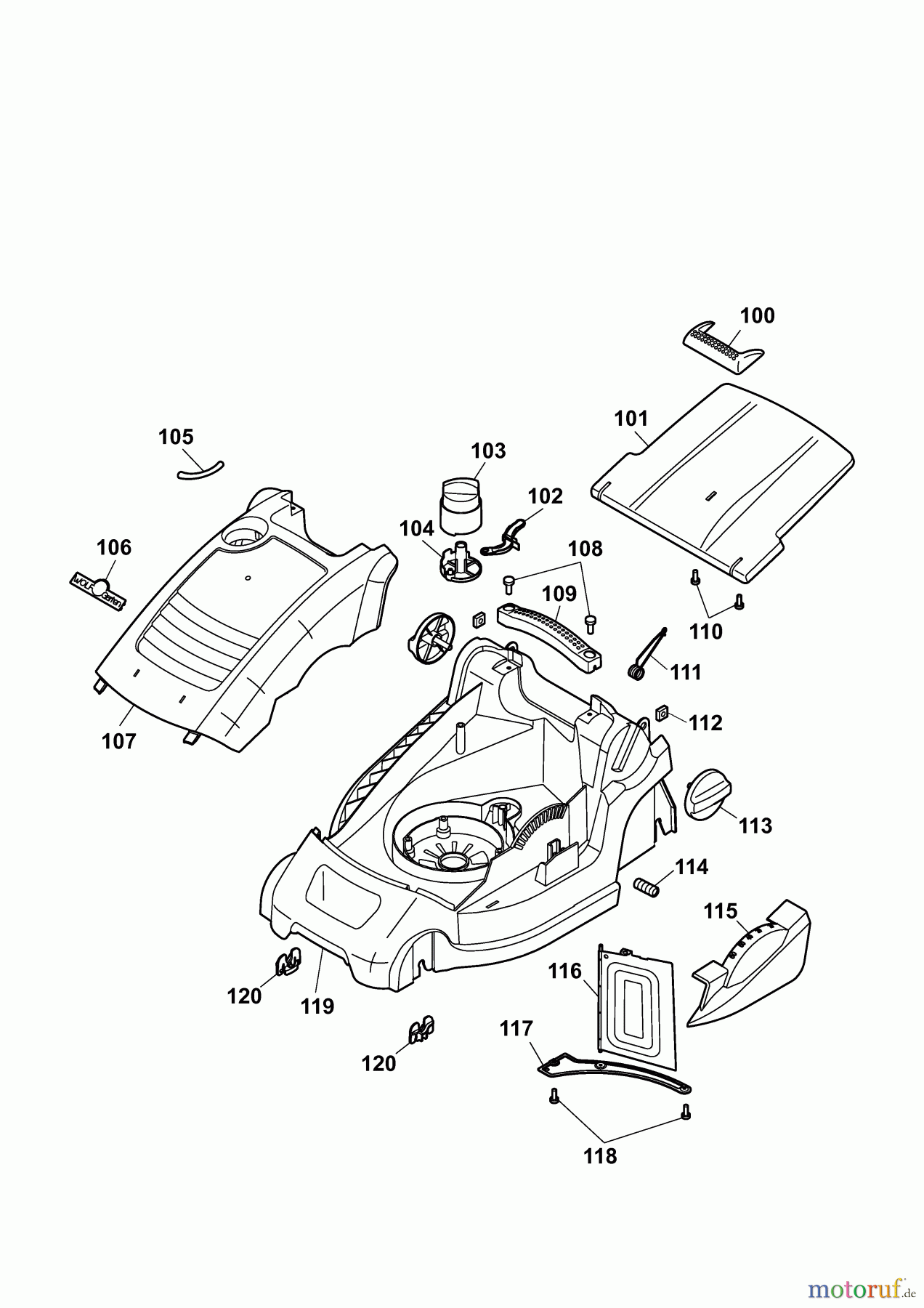  Wolf-Garten Electric mower Power Edition 34 E 4924003 Series E  (2009) Deck housing