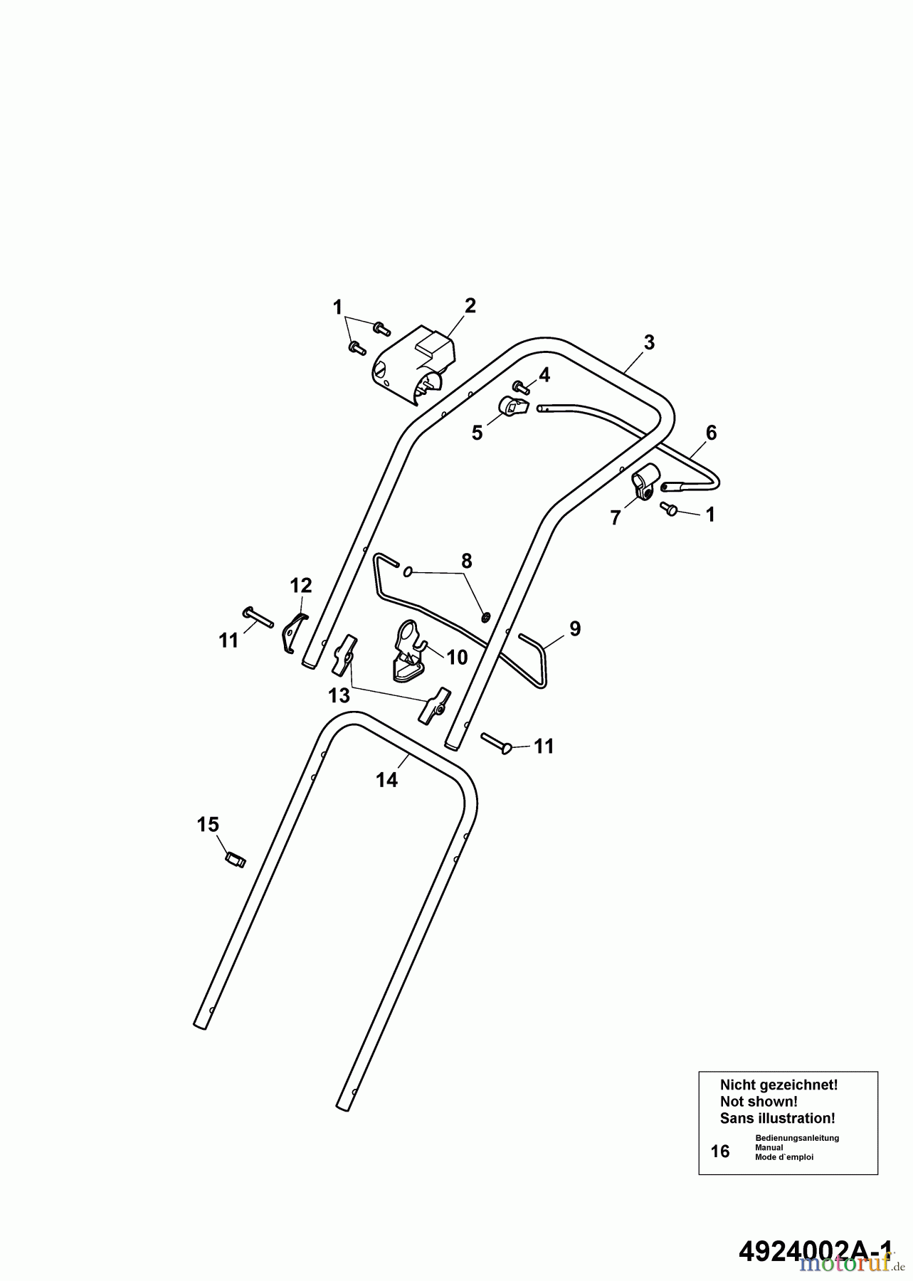  Wolf-Garten Electric mower Power Edition 34 E 4924002 Series A  (2009) Handle