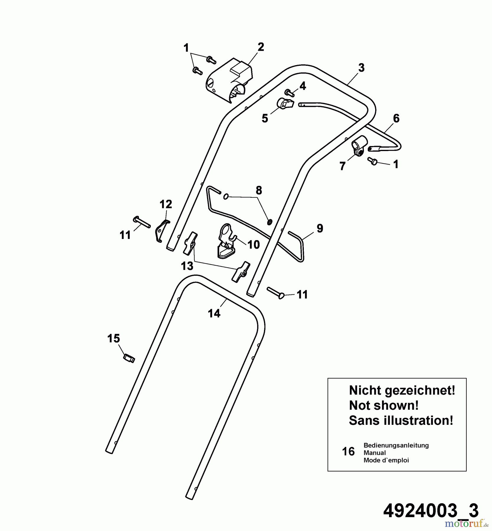  Wolf-Garten Electric mower Power Edition 34 E 4924003 Series A  (2005) Handle