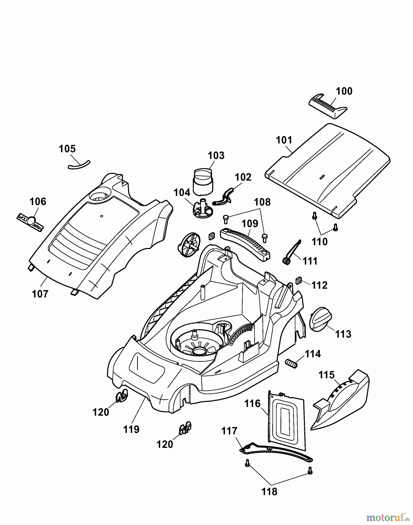  Wolf-Garten Electric mower Power Edition 37 E 4927003 Series B  (2007) Deck housing