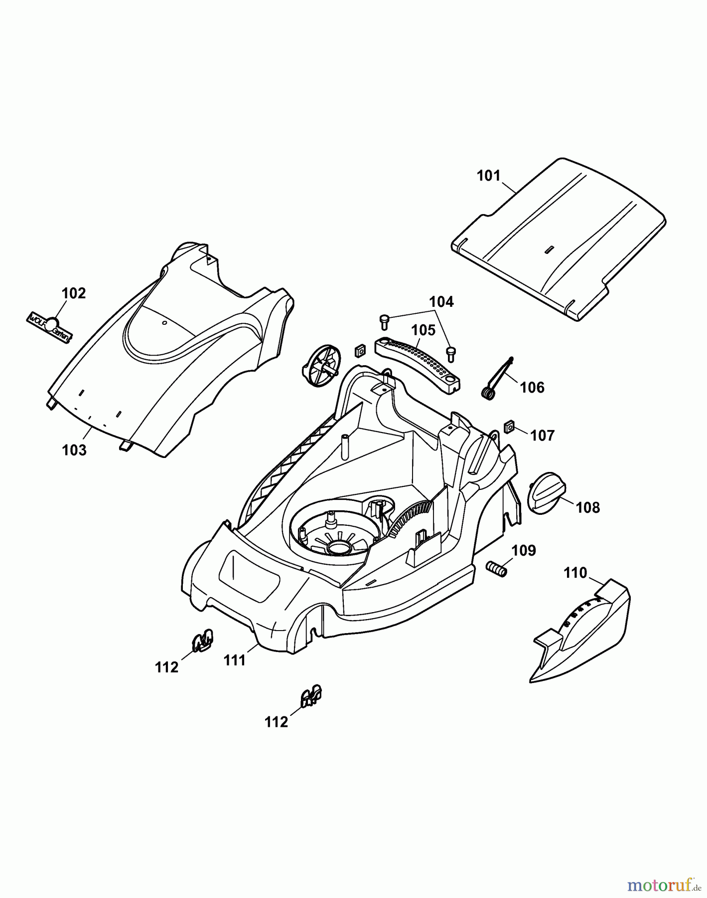  Wolf-Garten Electric mower Power 1500 4927008 Series B  (2007) Deck housing