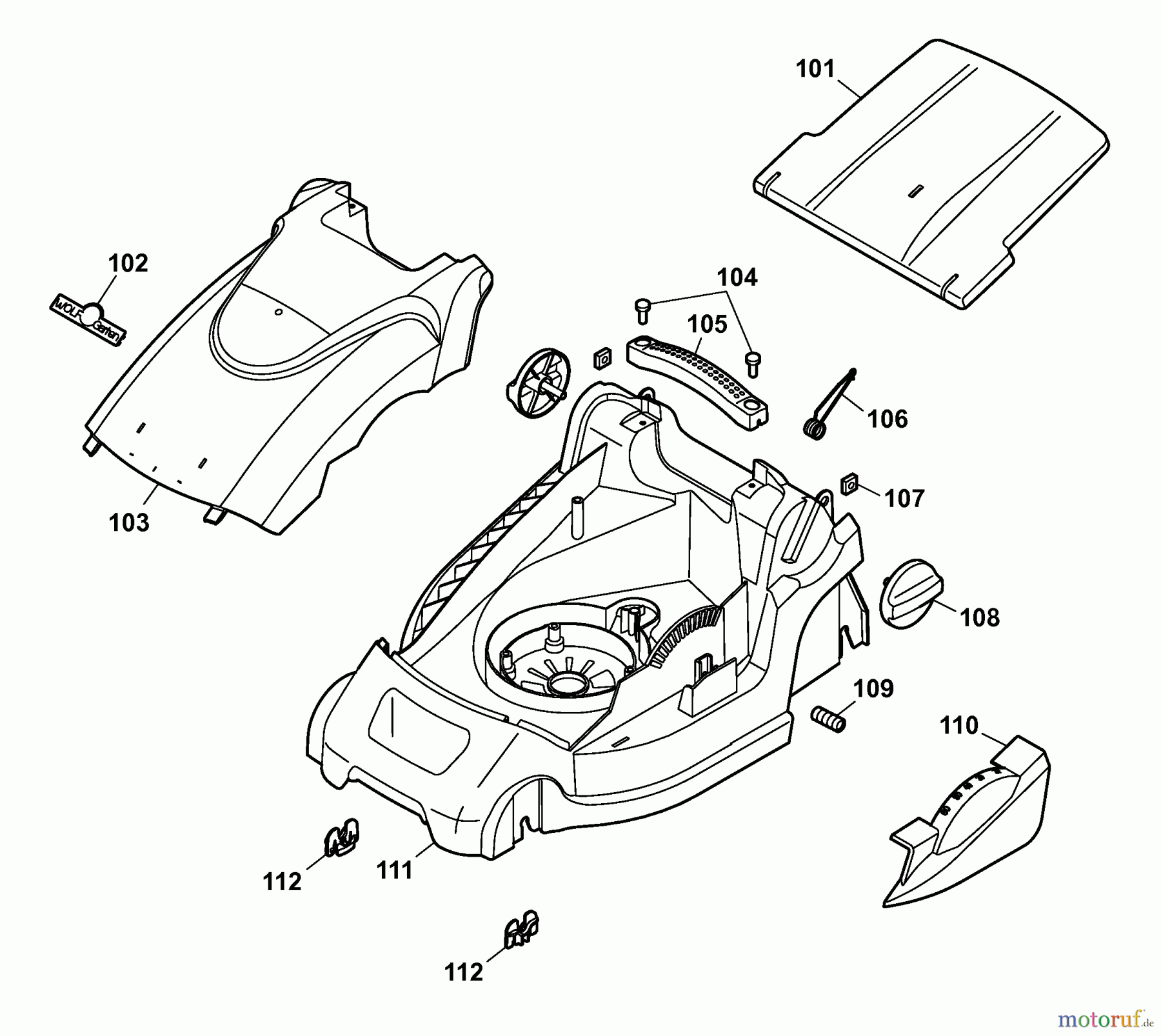  Wolf-Garten Electric mower Power 1500 4927008 Series C  (2008) Deck housing