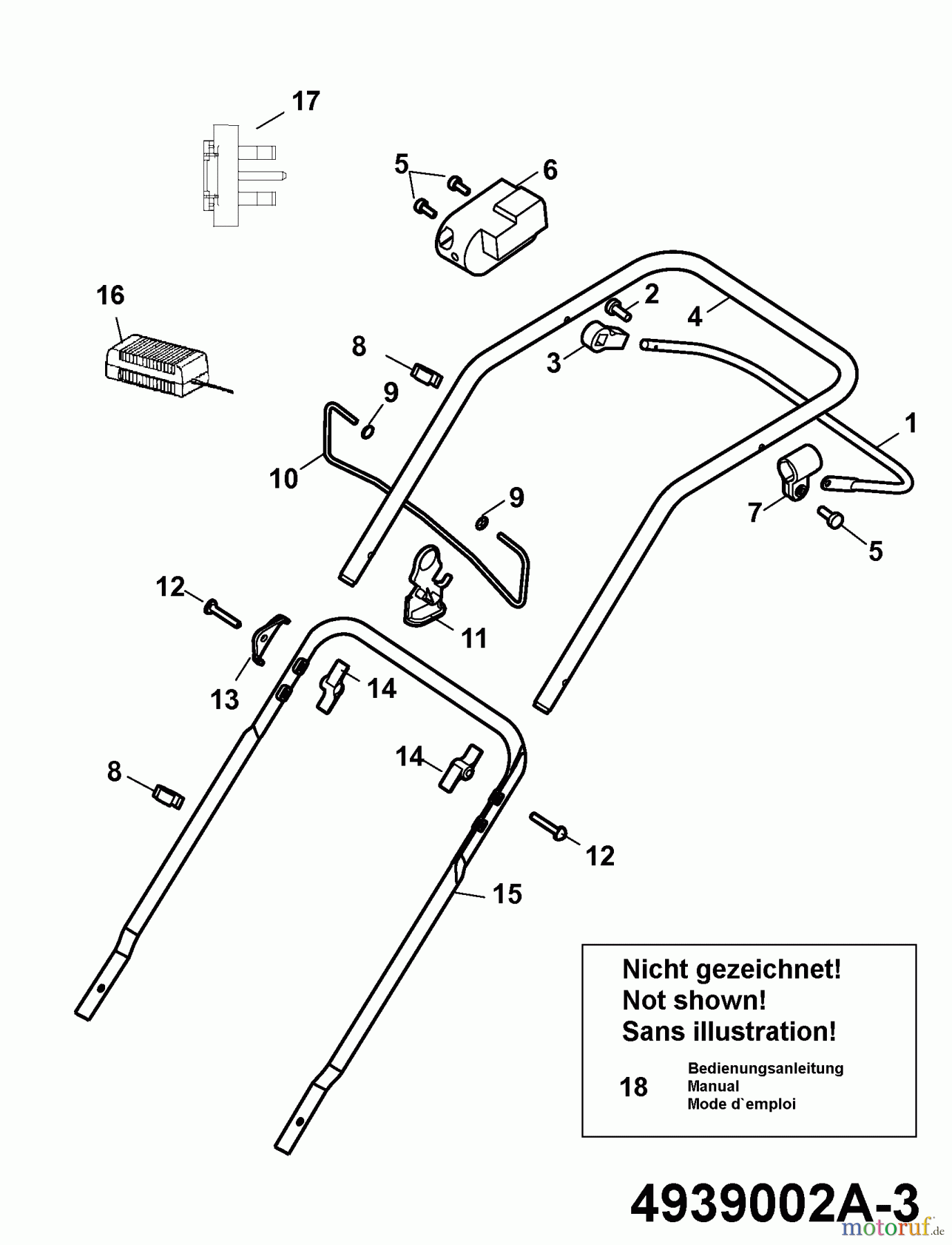  Wolf-Garten Hybrid mower Hybrid Power 37 4939002 Series A  (2009) Handle